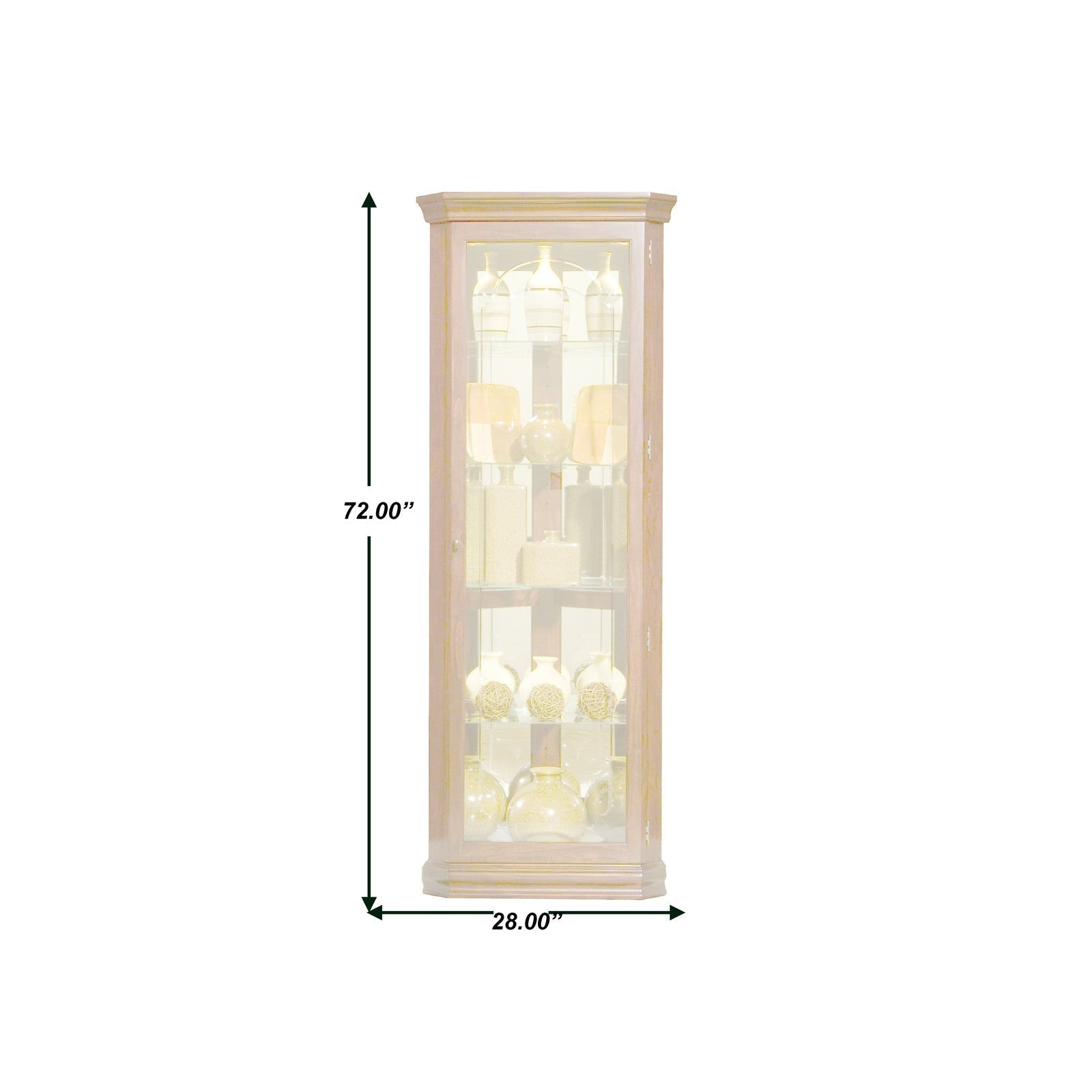 Pulaski Furniture PFC Curios Mirrored Curio 4 Shelf Corner Cabinet