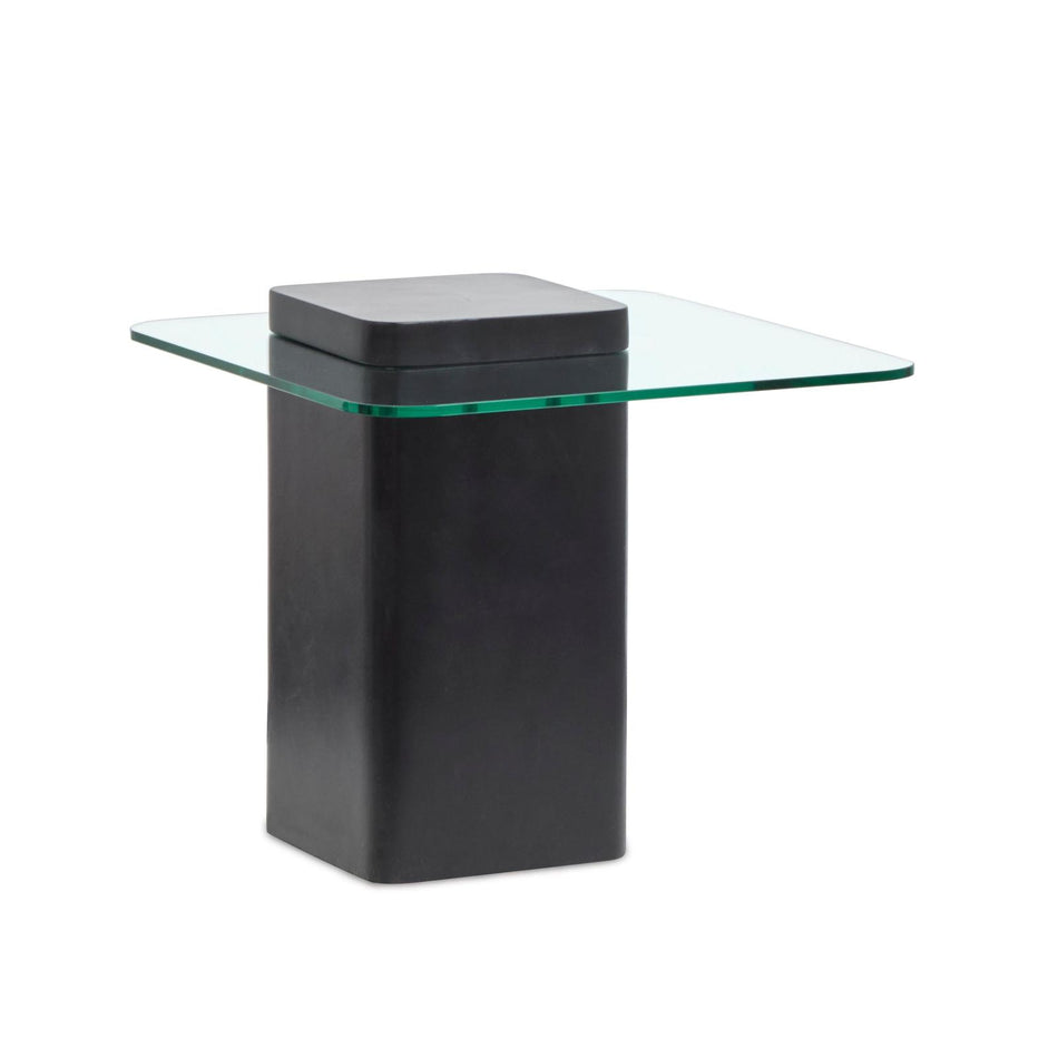 Magnussen Home Donora Clear Glass And Obsidian Square End Table