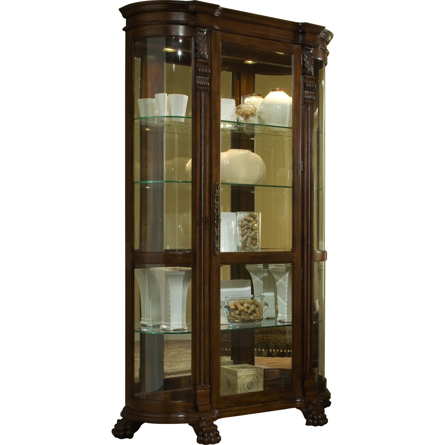 Pulaski Furniture PFC Curios Lighted Curved Front 4 Shelf Curio Cabinet