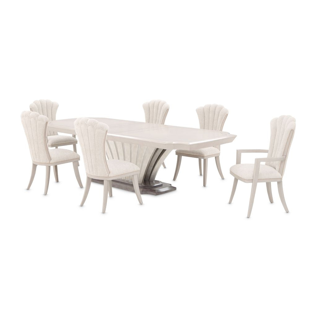 Michael Amini Fantosini Pedestal Dining Table - Silver Mist