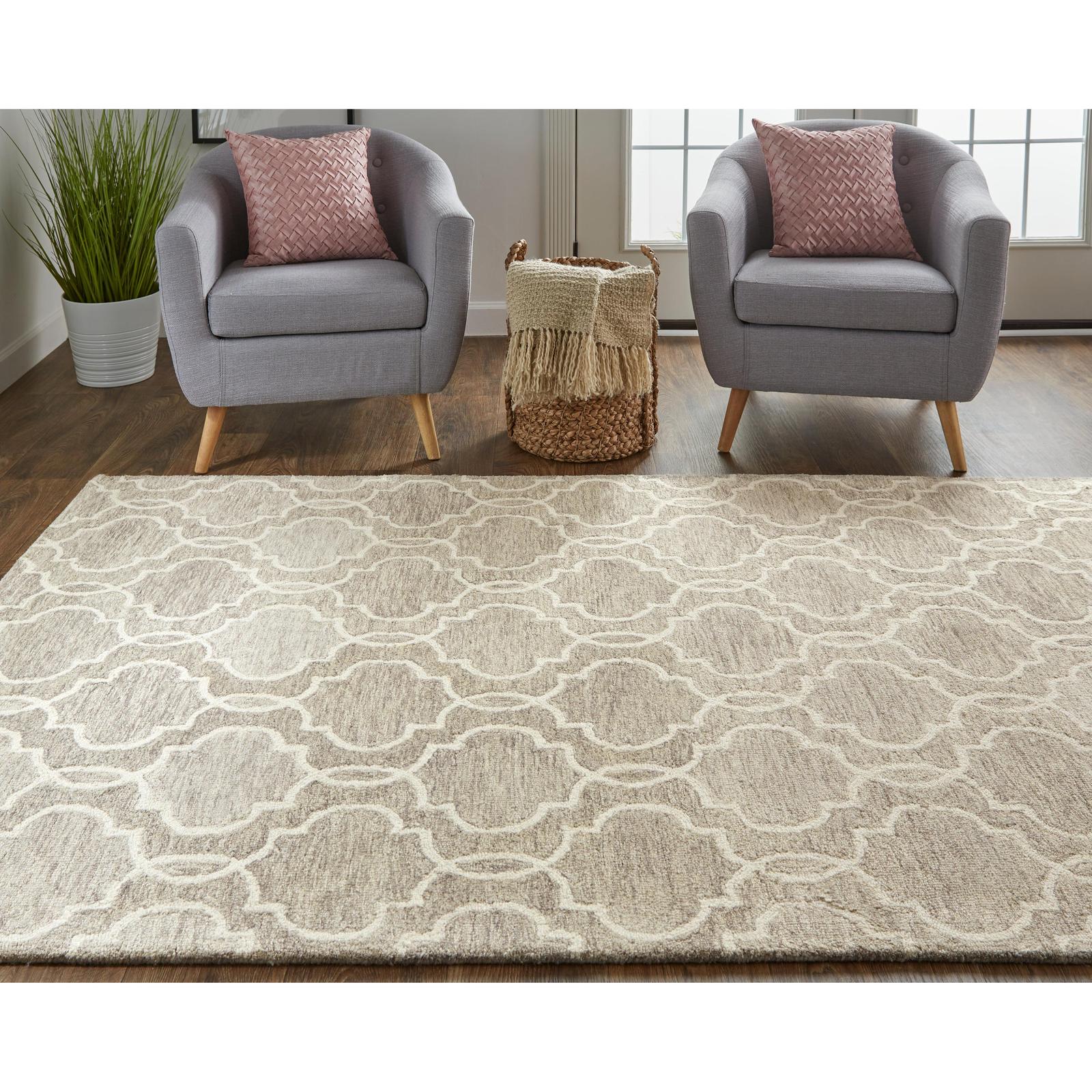 Feizy Belfort 8775F Transitional Trellis & Lattice Rug in Gray/Ivory