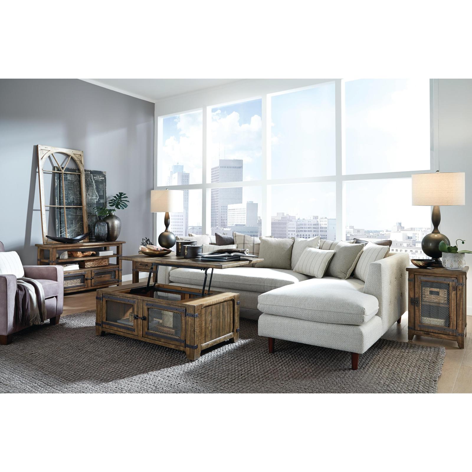Magnussen Home Chesterfield Farmhouse Timber Rectangular End Table