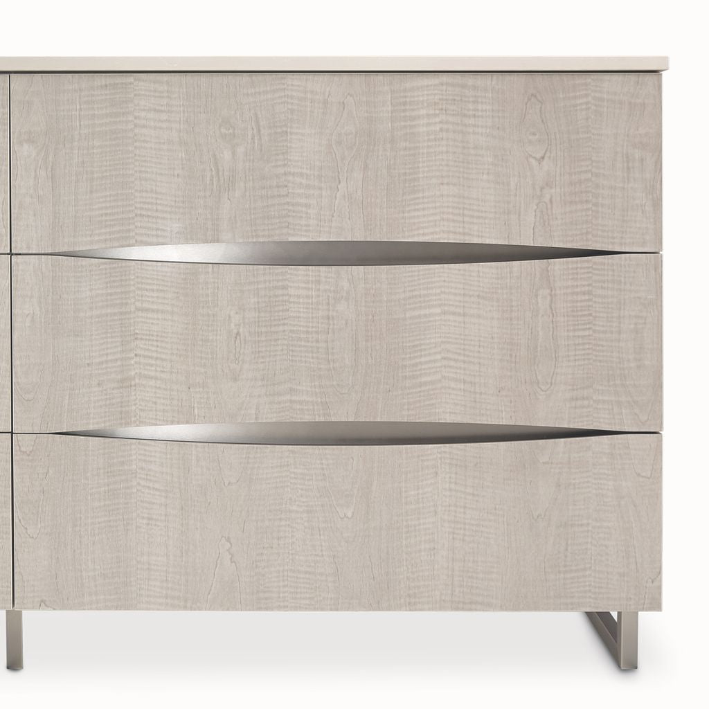 Michael Amini Marin Dresser with Mirror Set - Greige