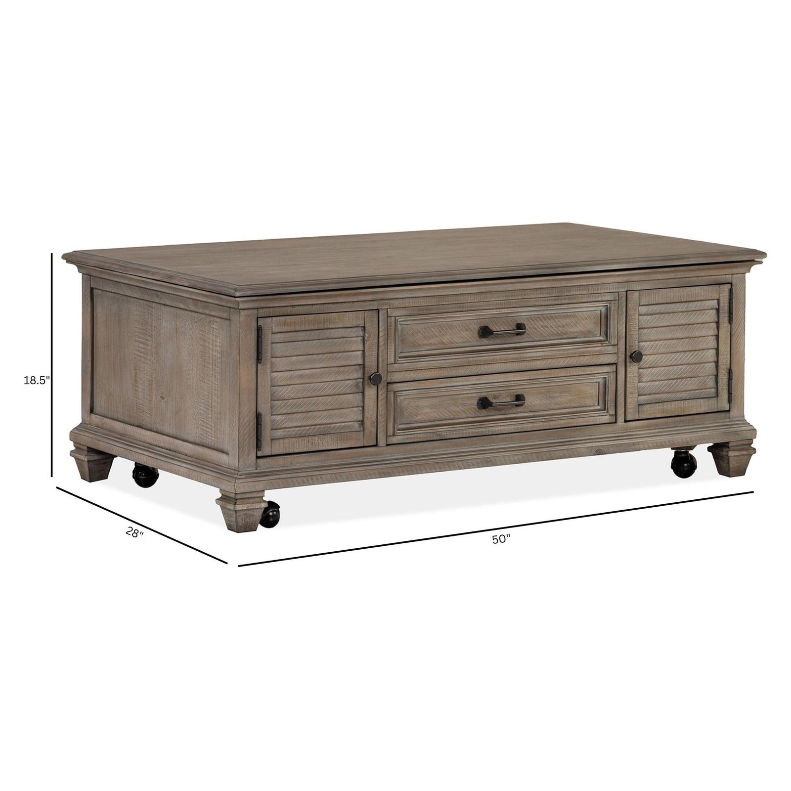 Magnussen Home Lancaster Dovetail Grey Lift Top Storage Cocktail Table With Casters