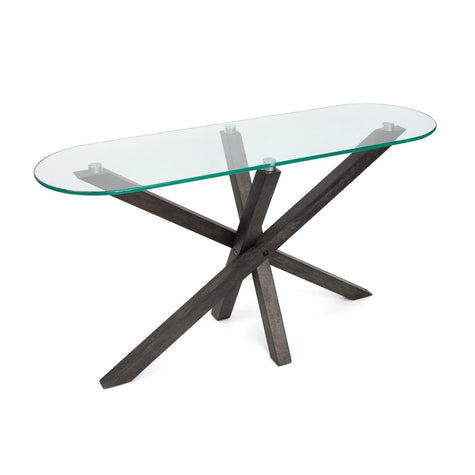 Magnussen Home Jax Carbon Shadow & Chrome Oval Sofa Table