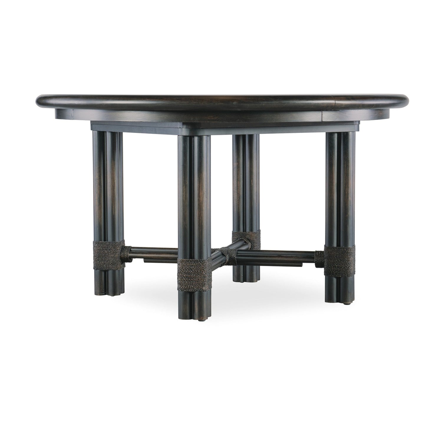 Hooker Furniture Retreat Pole Rattan Round Dining Table w/1-20in leaf