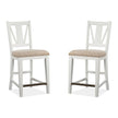 Magnussen Home Heron Cove Chalk White And Dovetail Grey Upholstered Counter Chair Set of 2