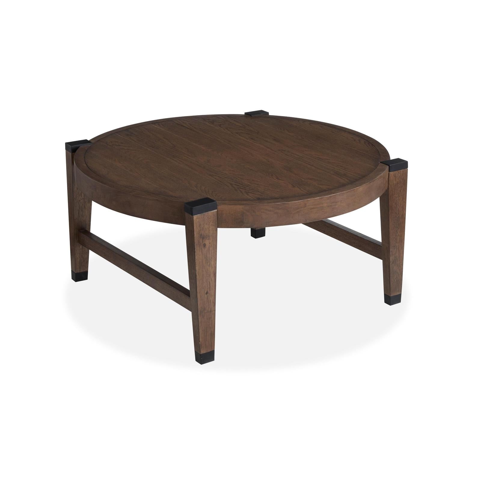 Magnussen Home Kaysen Wallaby And Matte Black Round Cocktail Table