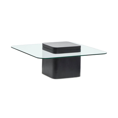 Magnussen Home Donora Clear Glass And Obsidian Square Cocktail Table
