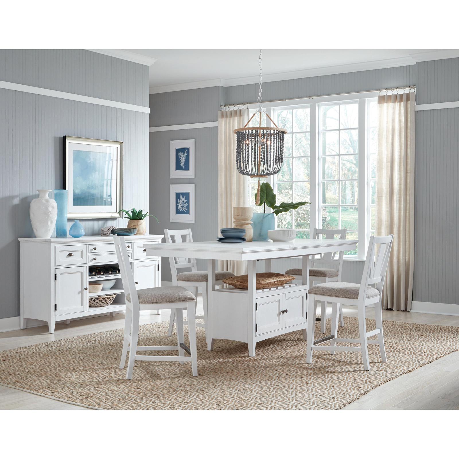 Magnussen Home Heron Cove Chalk White And Dovetail Grey Upholstered Counter Chair Set of 2