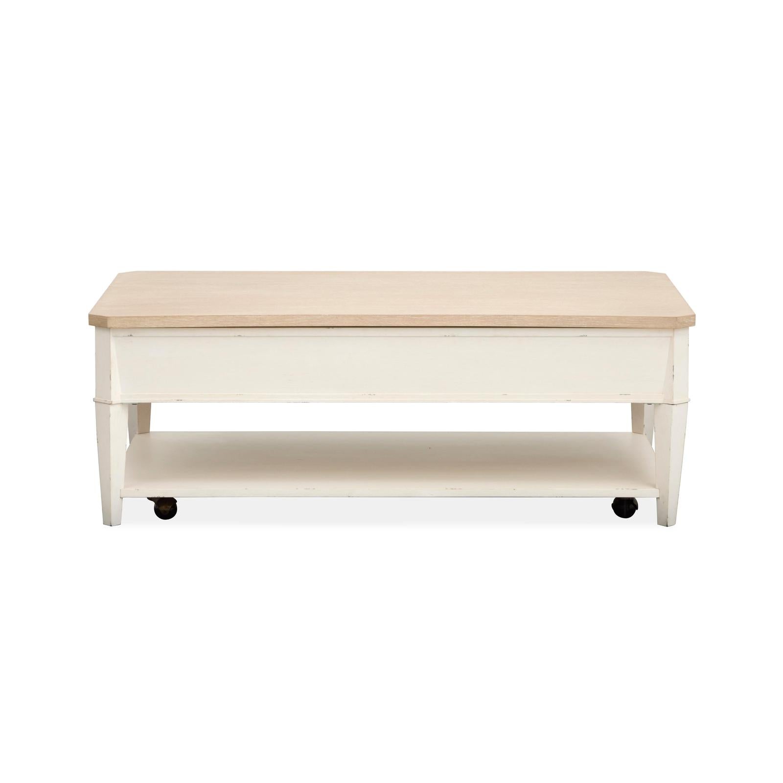 Salt Life Home Echo Isles Sea Pearl and Driftwood Lift Top Storage Cocktail Table with Casters
