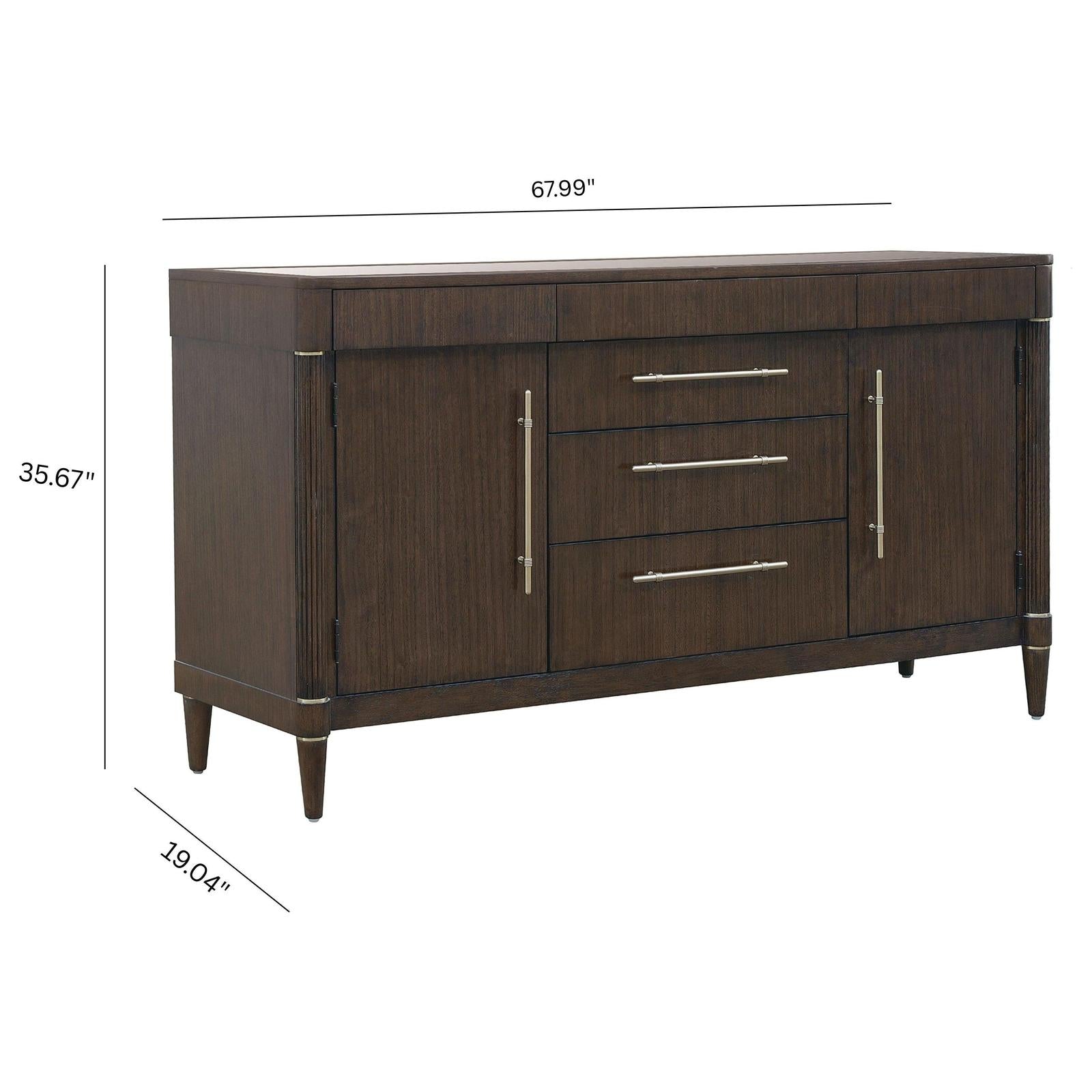 Pulaski Furniture Asher Park Piano Brown Glass Top 2 Door Buffet