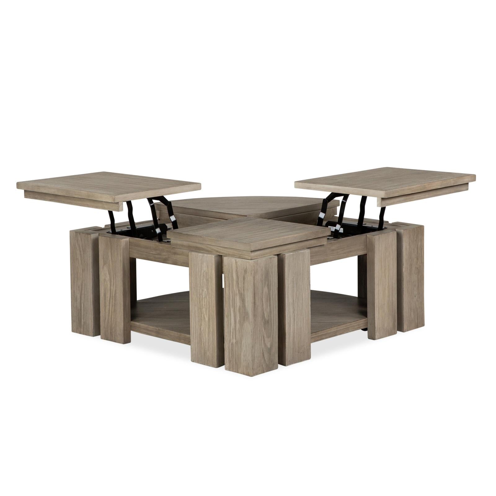 Magnussen Home Conrad Stone Harbor Grey Pie Shaped Lift Top Storage Cocktail Table With Casters