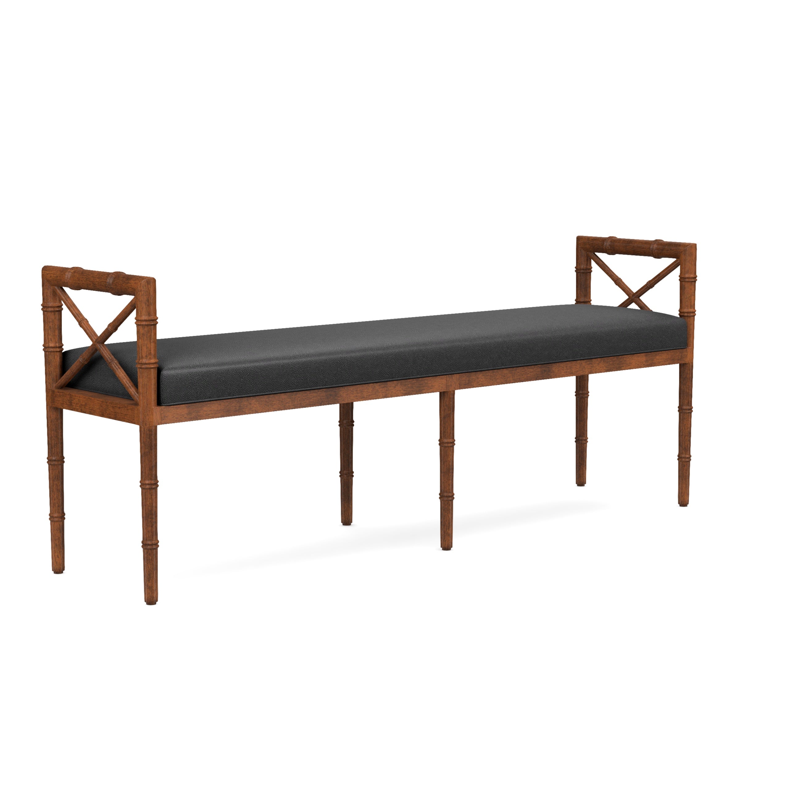 Danica Bamboo Style Upholstered Wood Bench