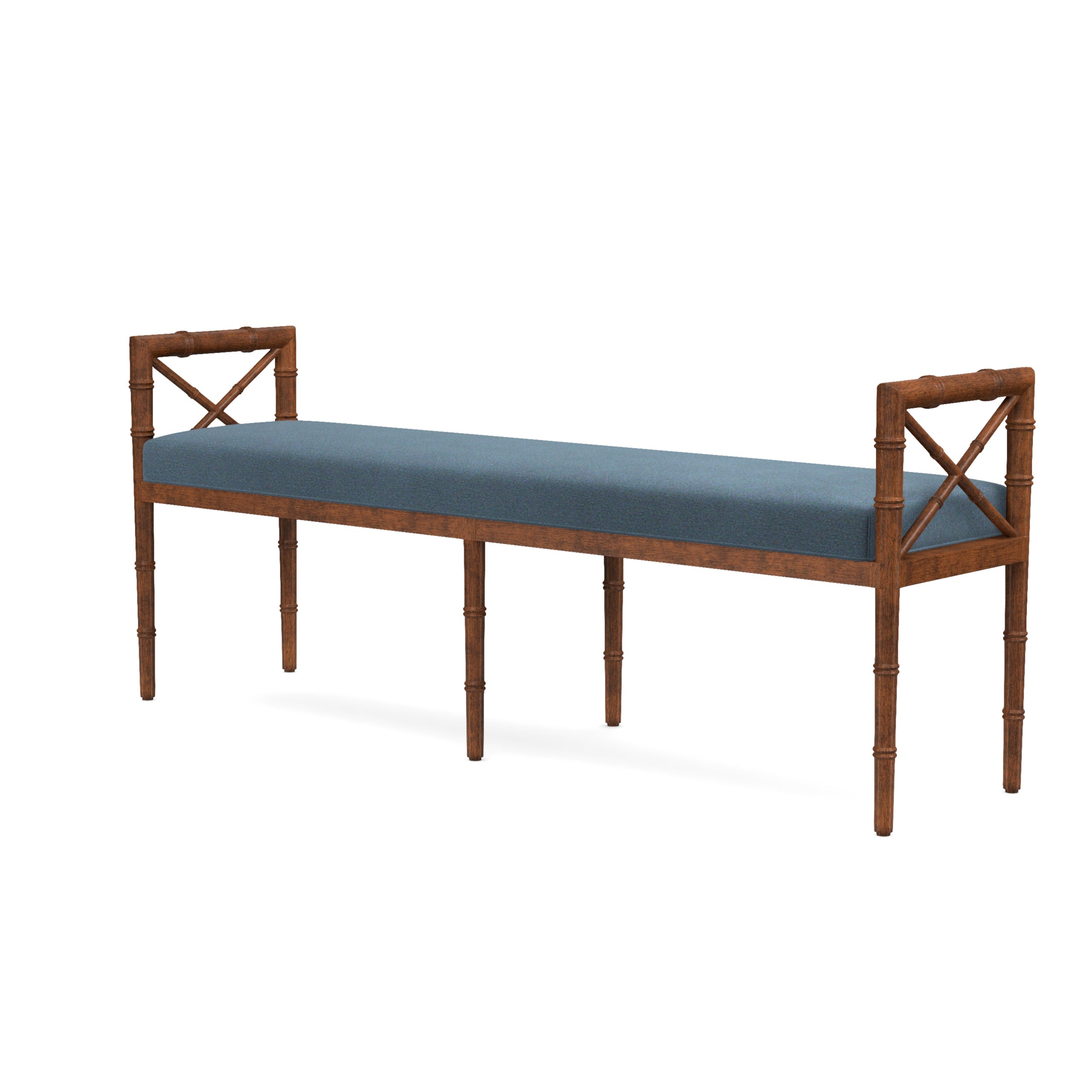 Danica Bamboo Style Upholstered Wood Bench