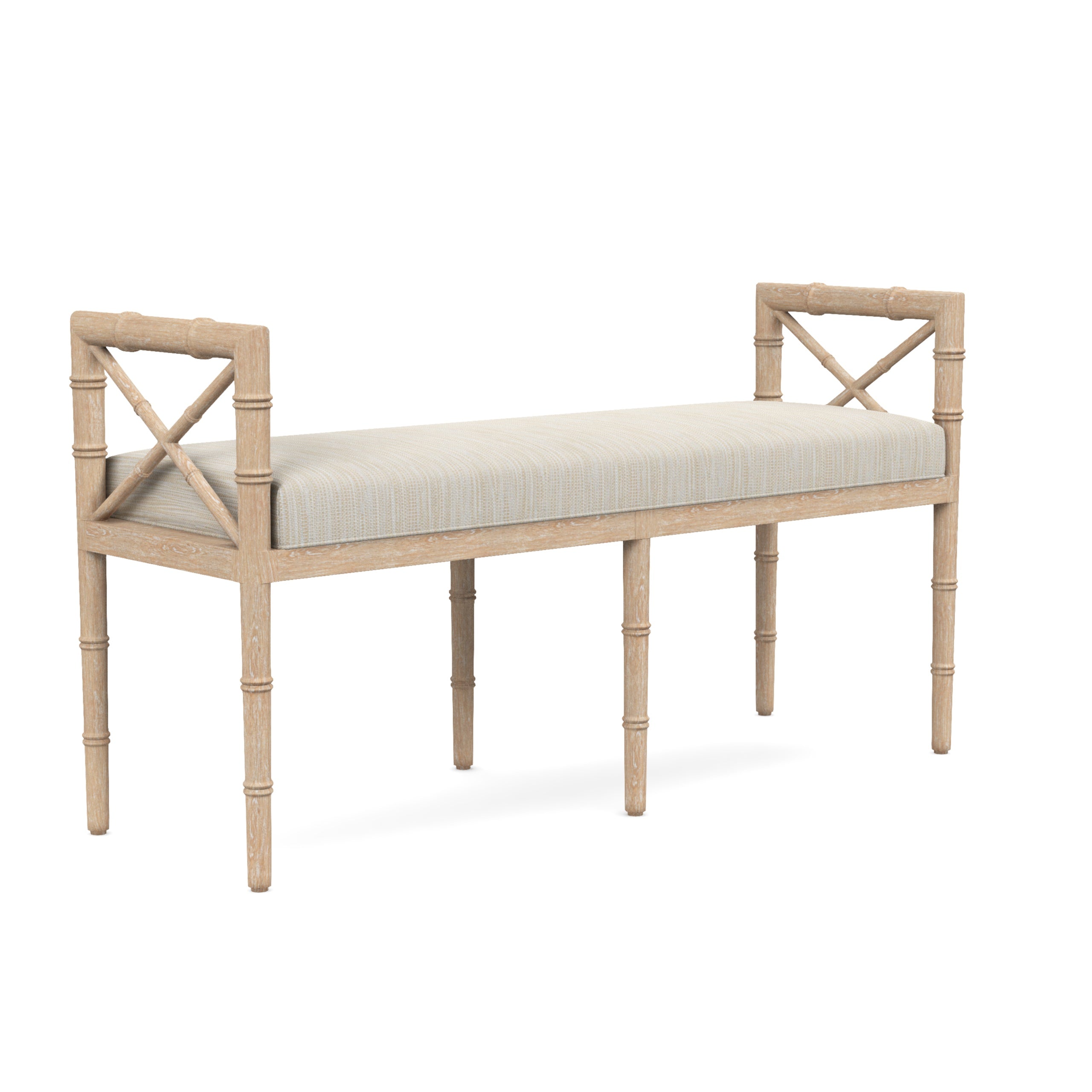 Danica Bamboo Style Upholstered Wood Bench