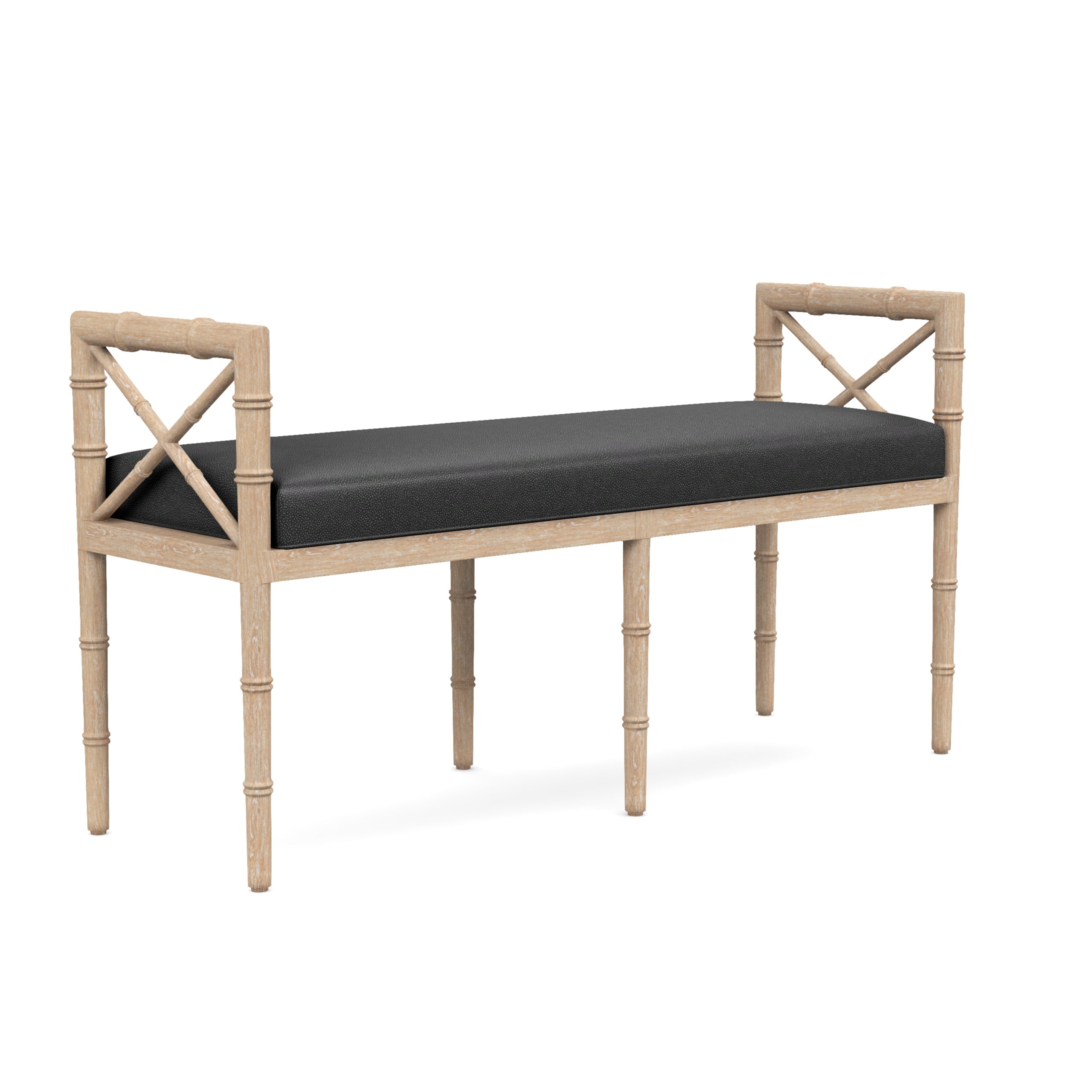 Danica Bamboo Style Upholstered Wood Bench