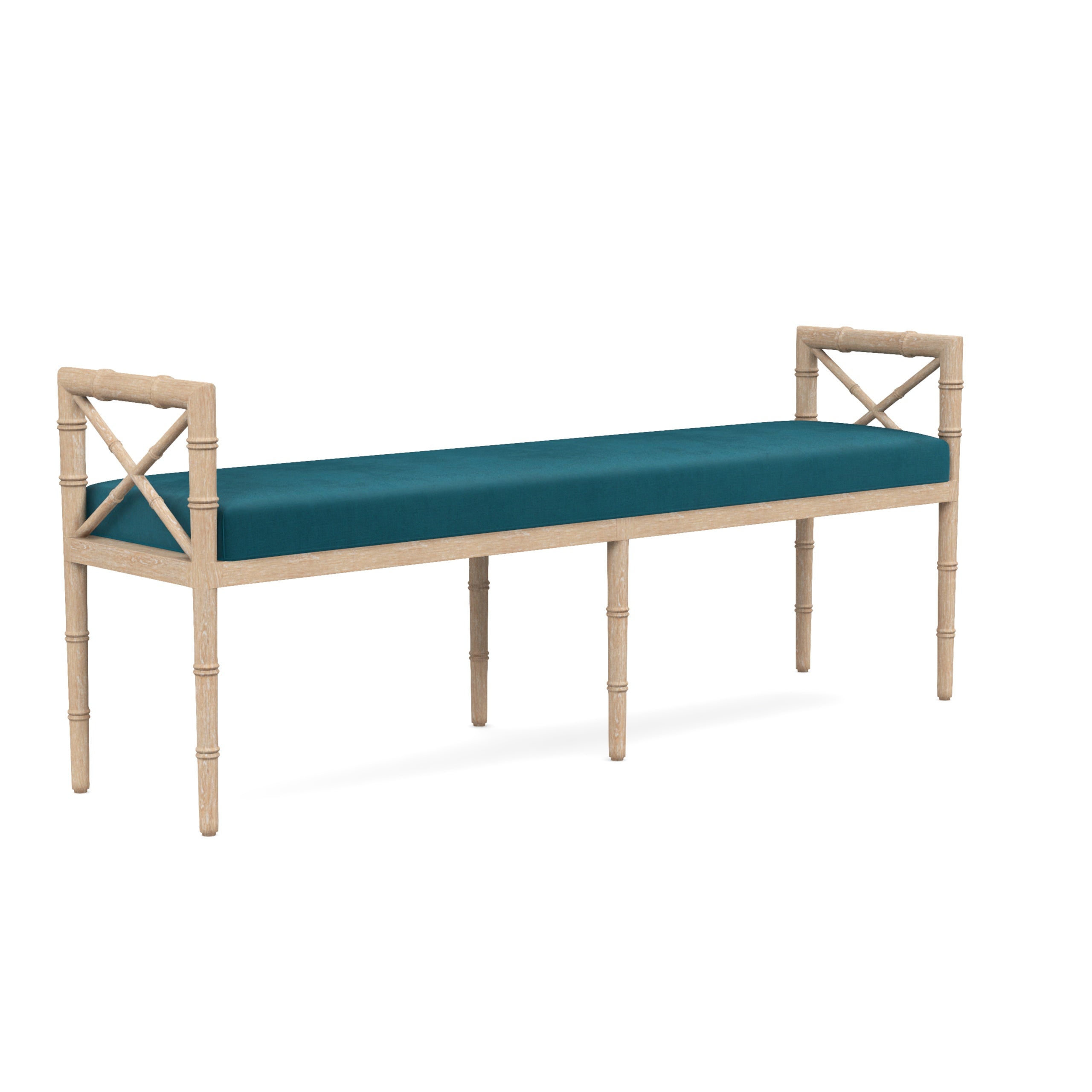 Danica Bamboo Style Upholstered Wood Bench