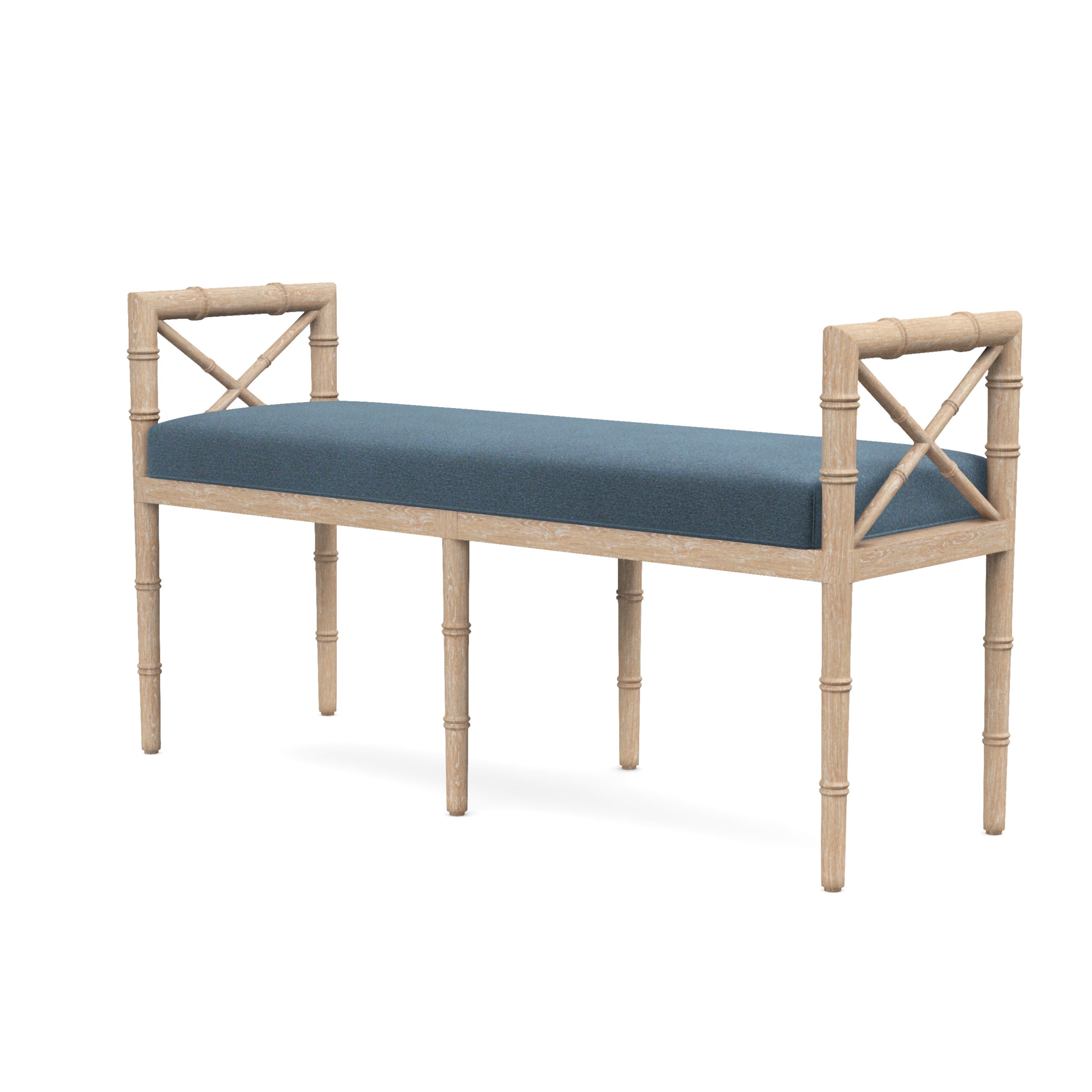 Danica Bamboo Style Upholstered Wood Bench