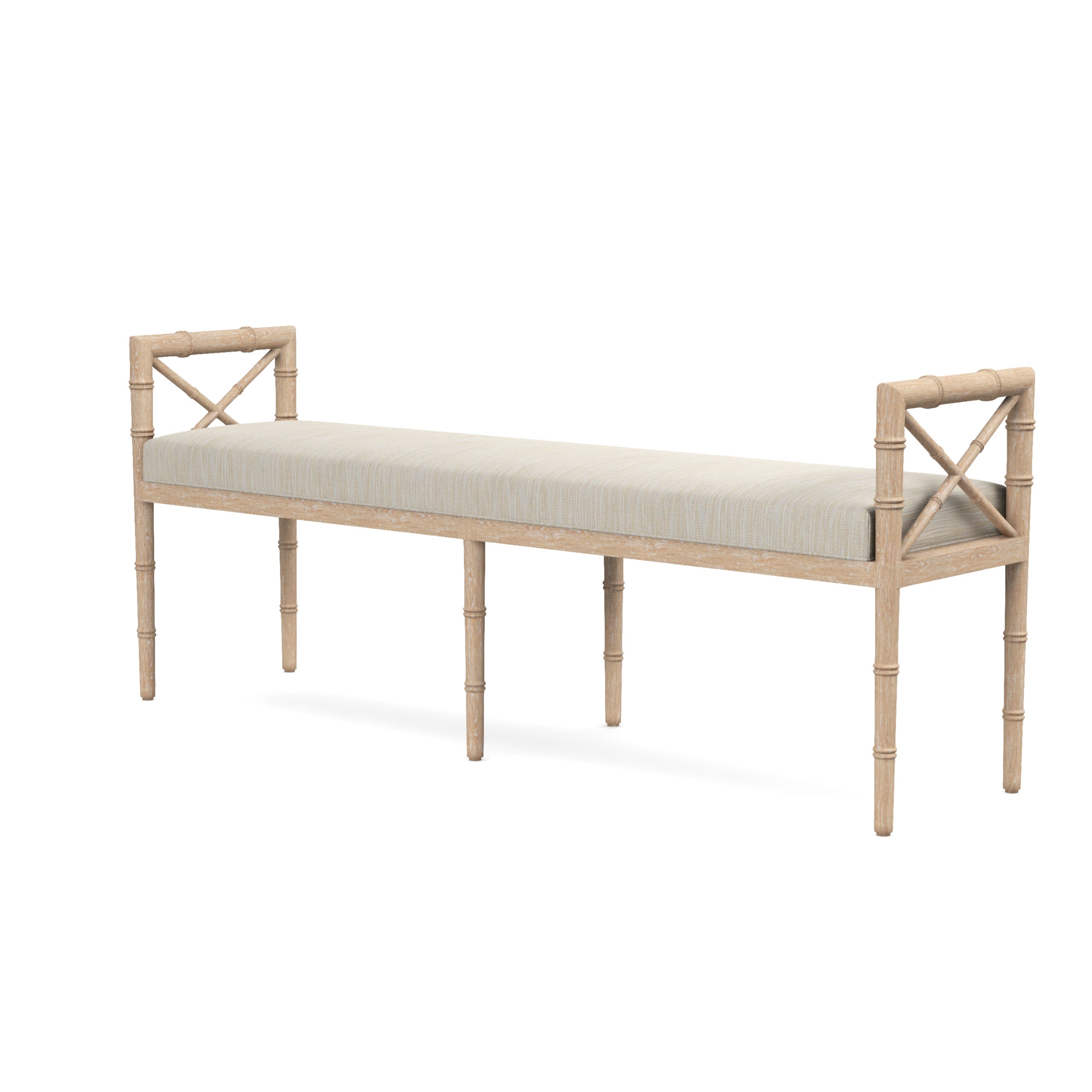 Danica Bamboo Style Upholstered Wood Bench