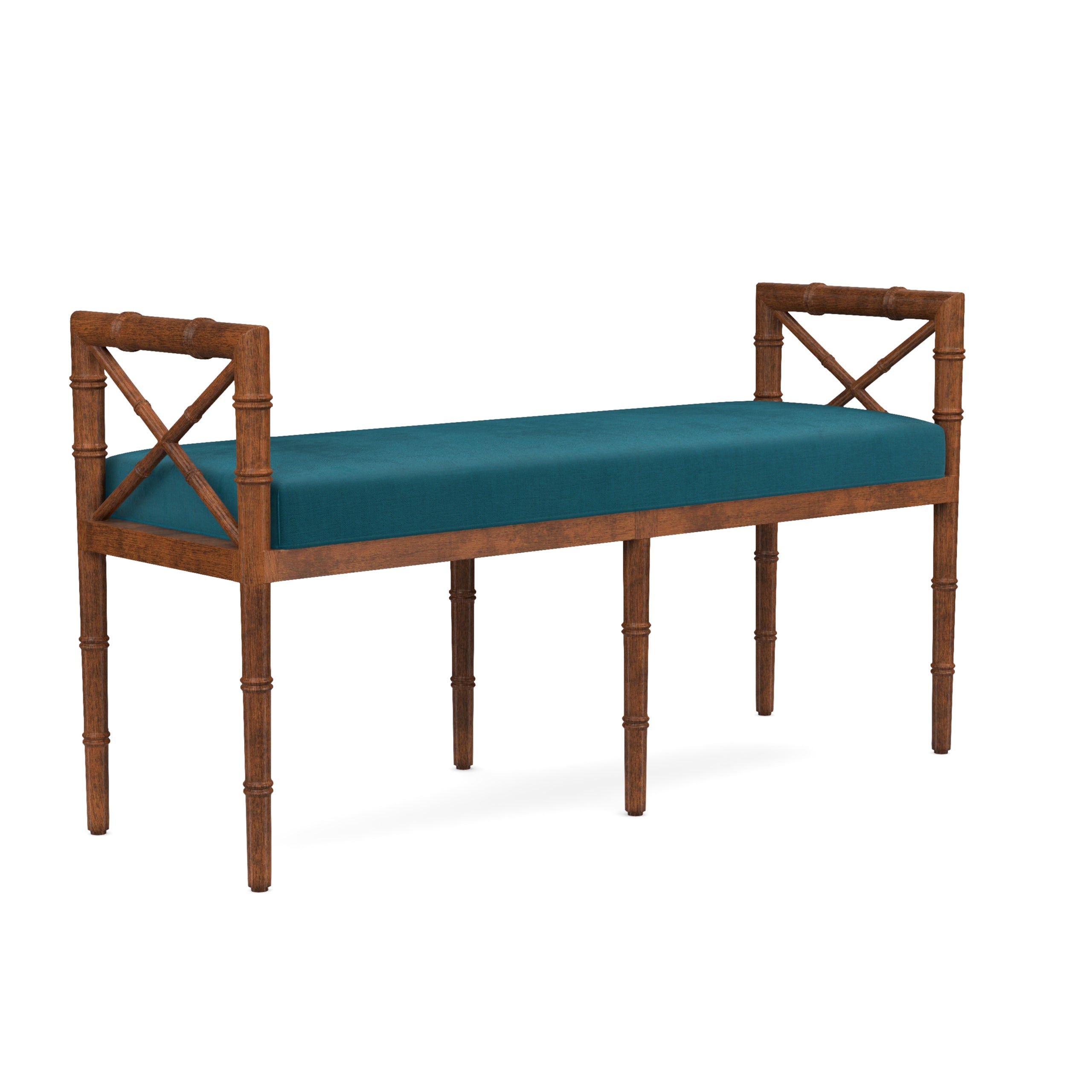 Danica Bamboo Style Upholstered Wood Bench