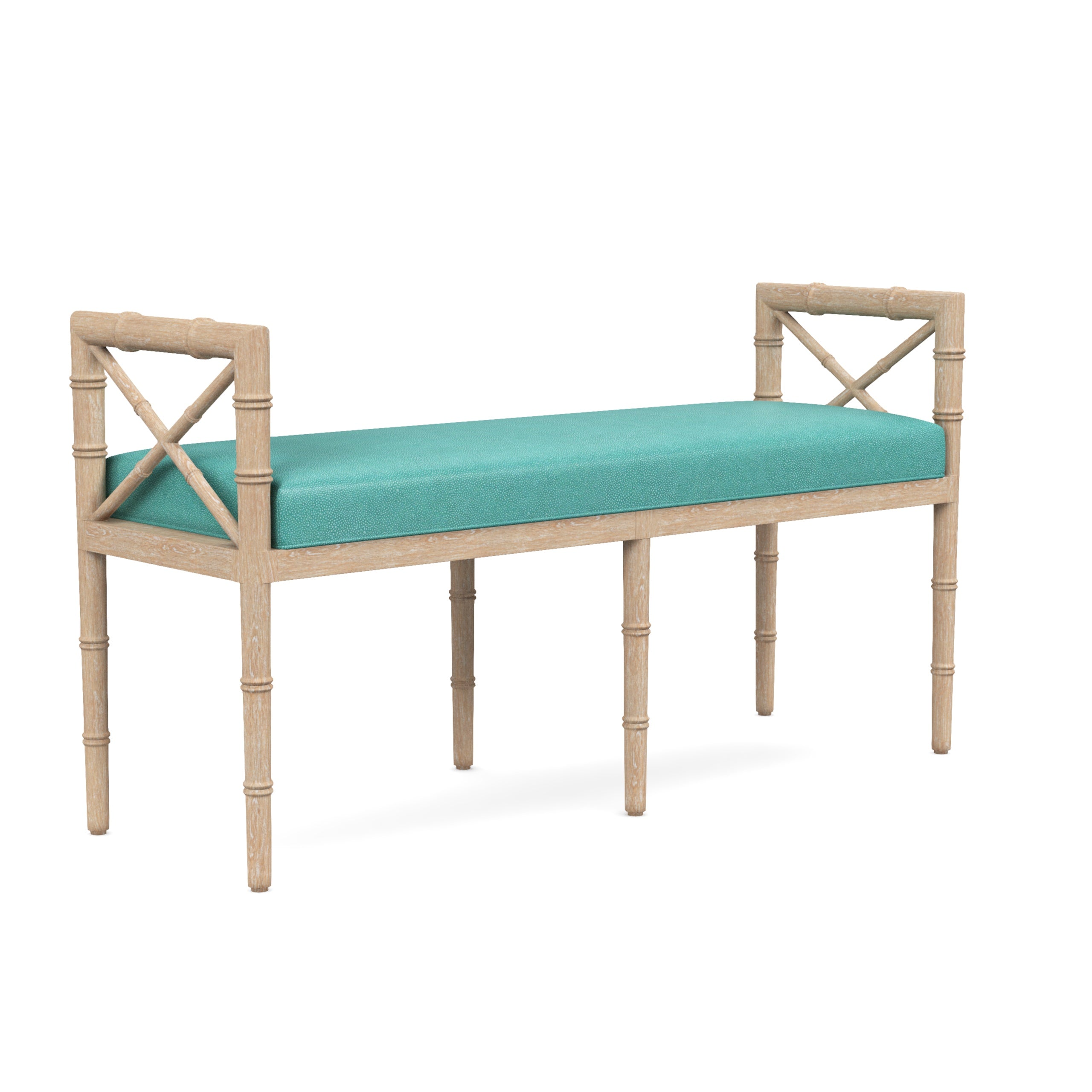 Danica Bamboo Style Upholstered Wood Bench