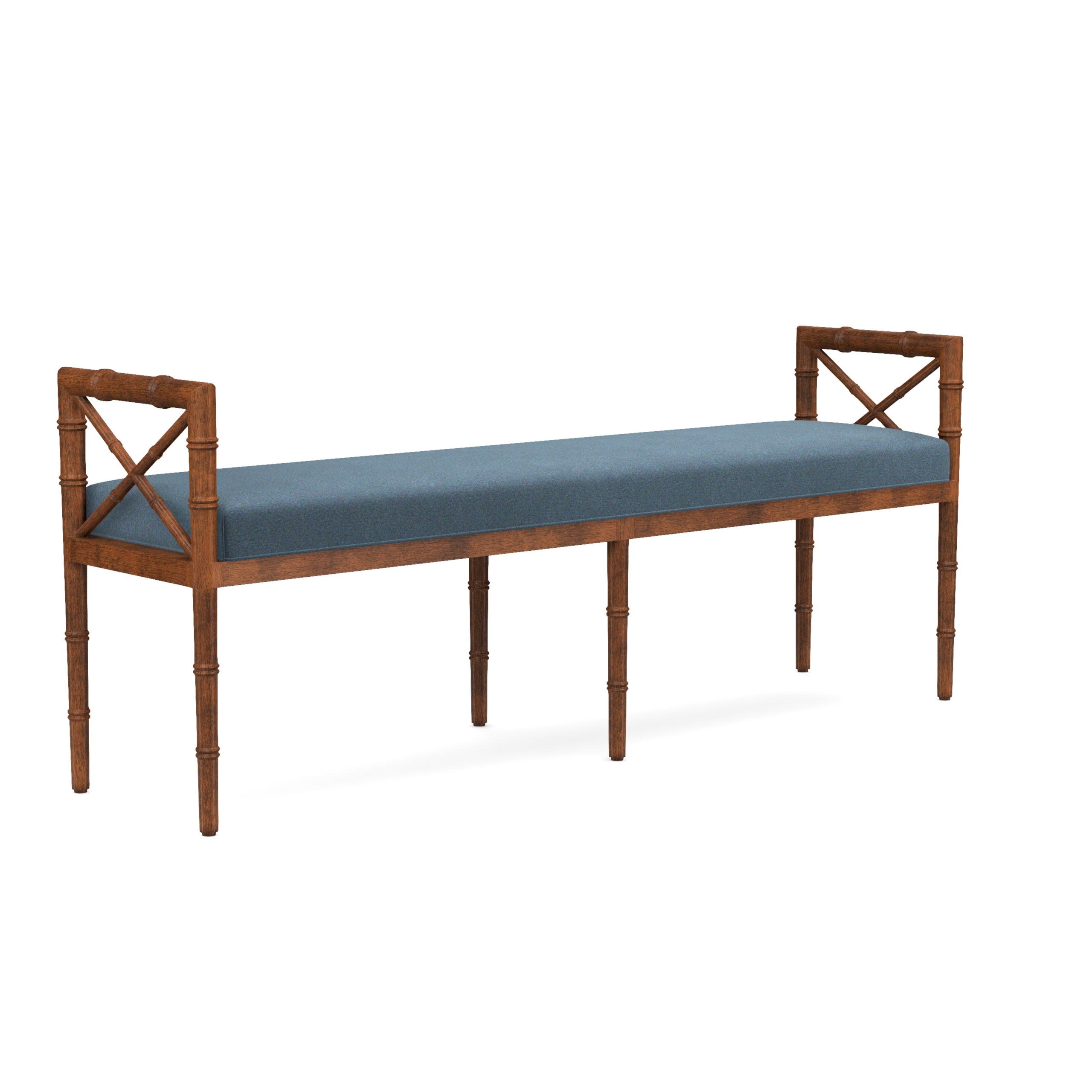 Danica Bamboo Style Upholstered Wood Bench