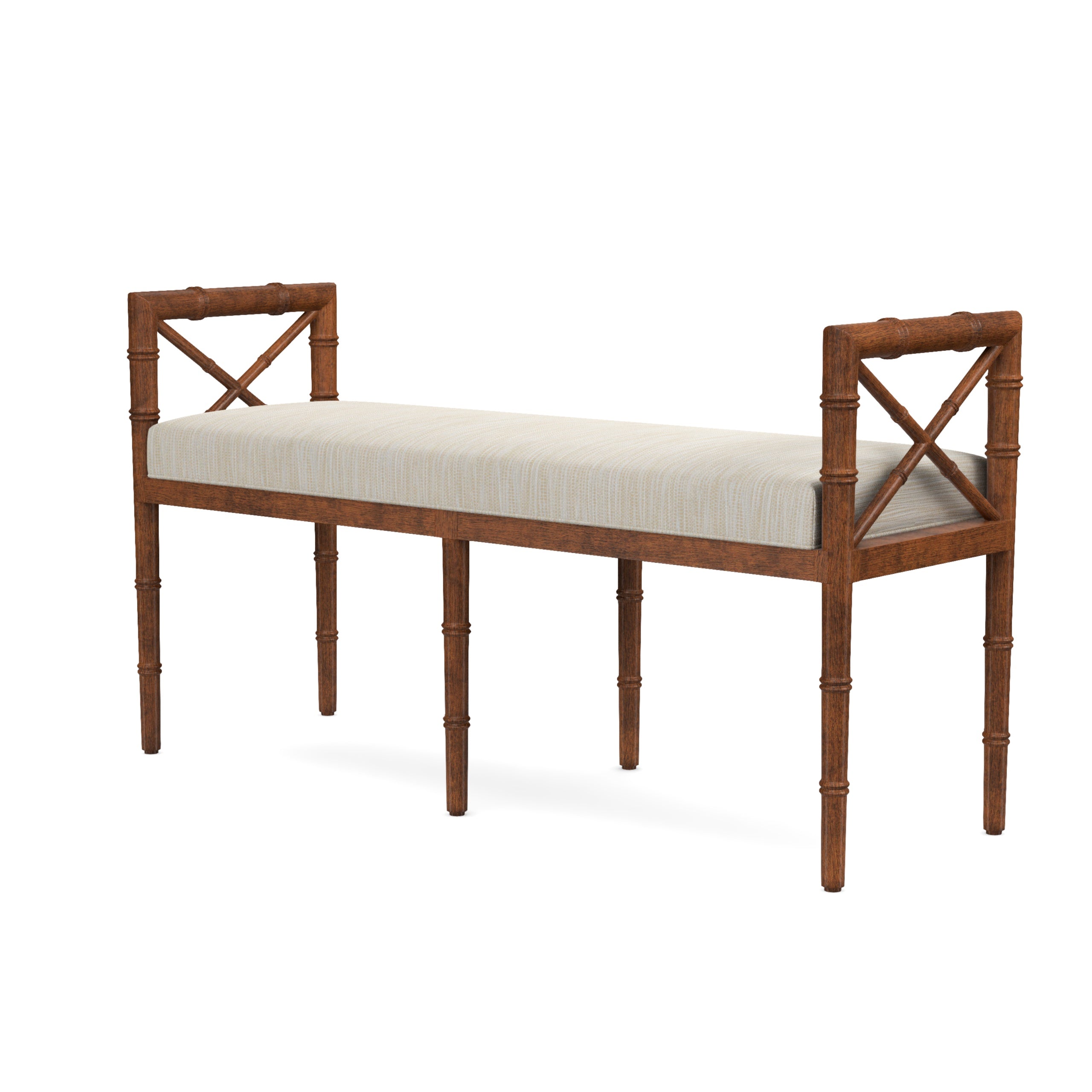 Danica Bamboo Style Upholstered Wood Bench