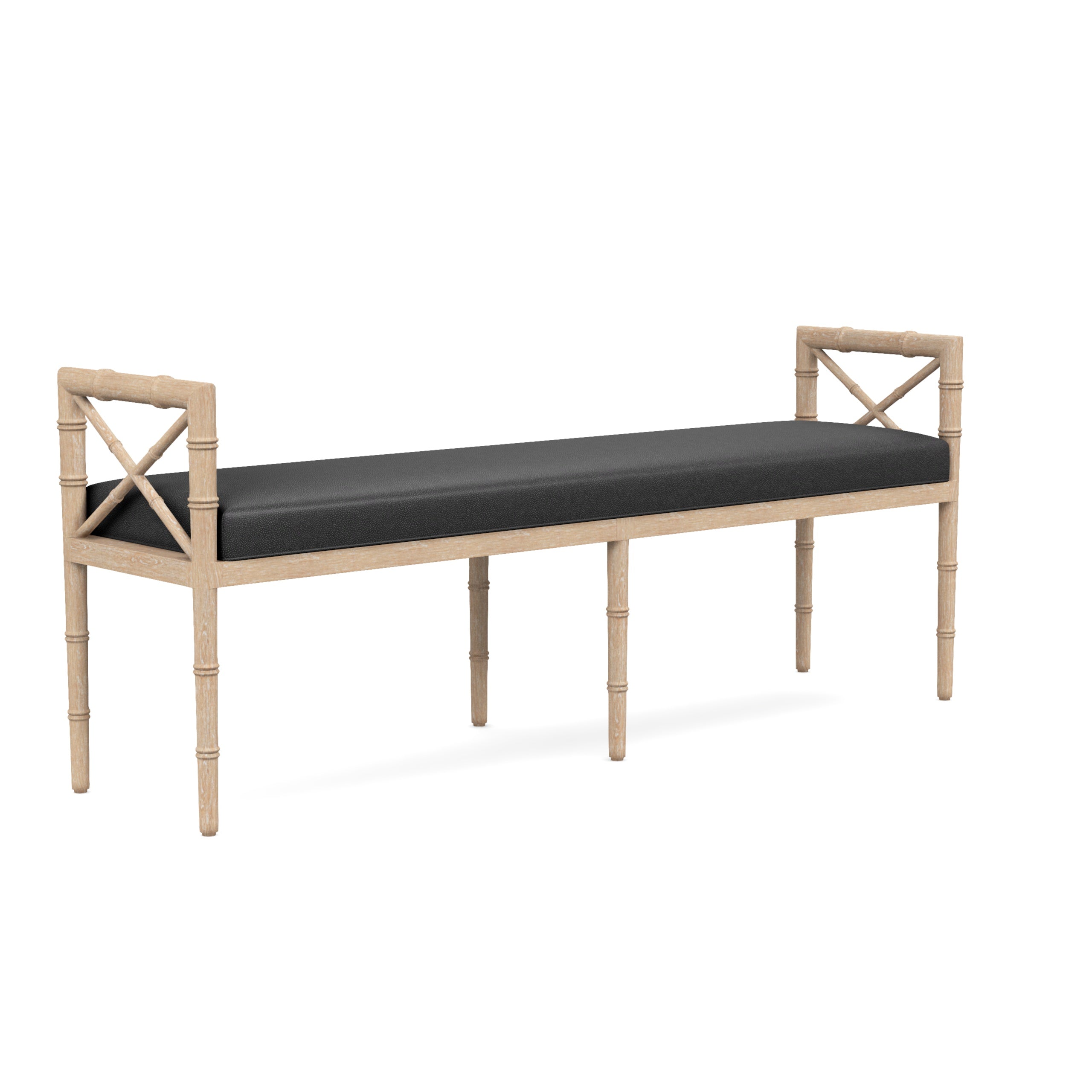 Danica Bamboo Style Upholstered Wood Bench