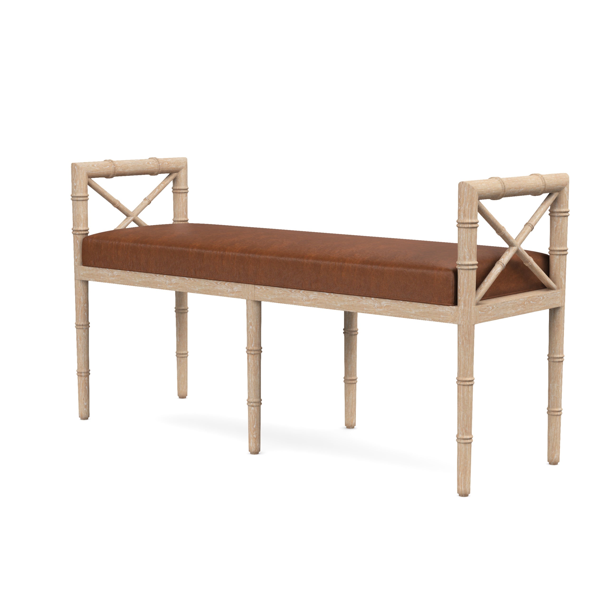 Danica Bamboo Style Upholstered Wood Bench