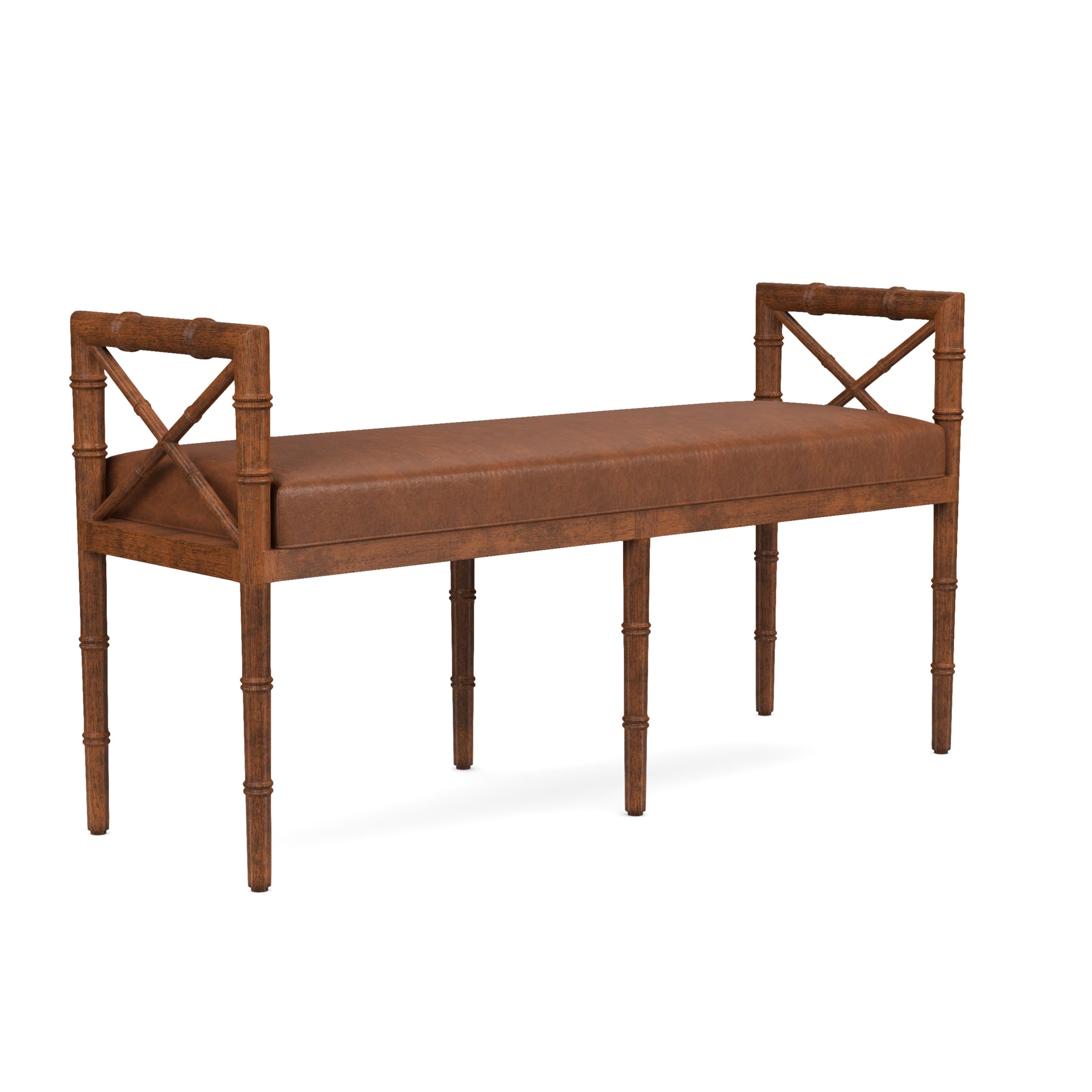 Danica Bamboo Style Upholstered Wood Bench