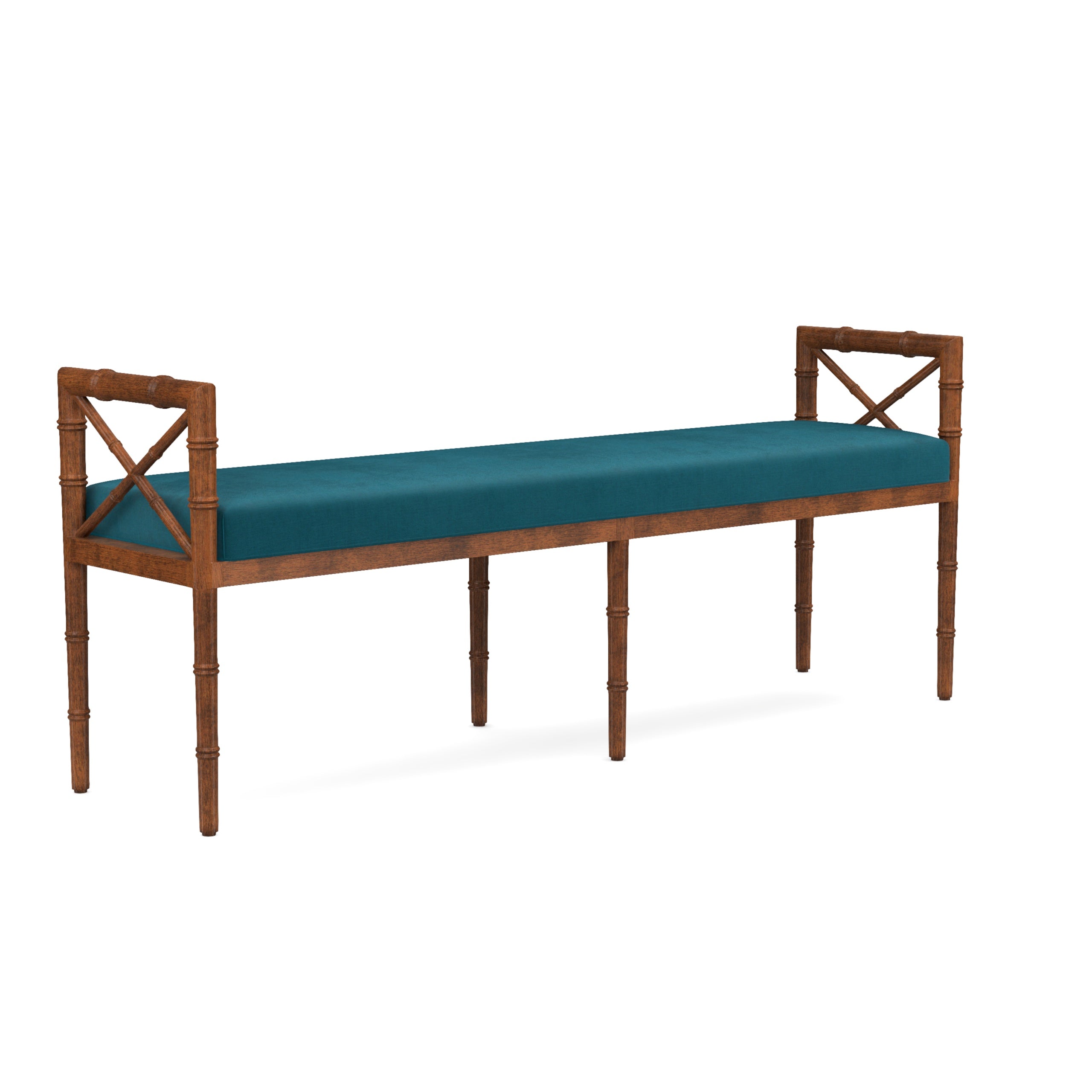 Danica Bamboo Style Upholstered Wood Bench
