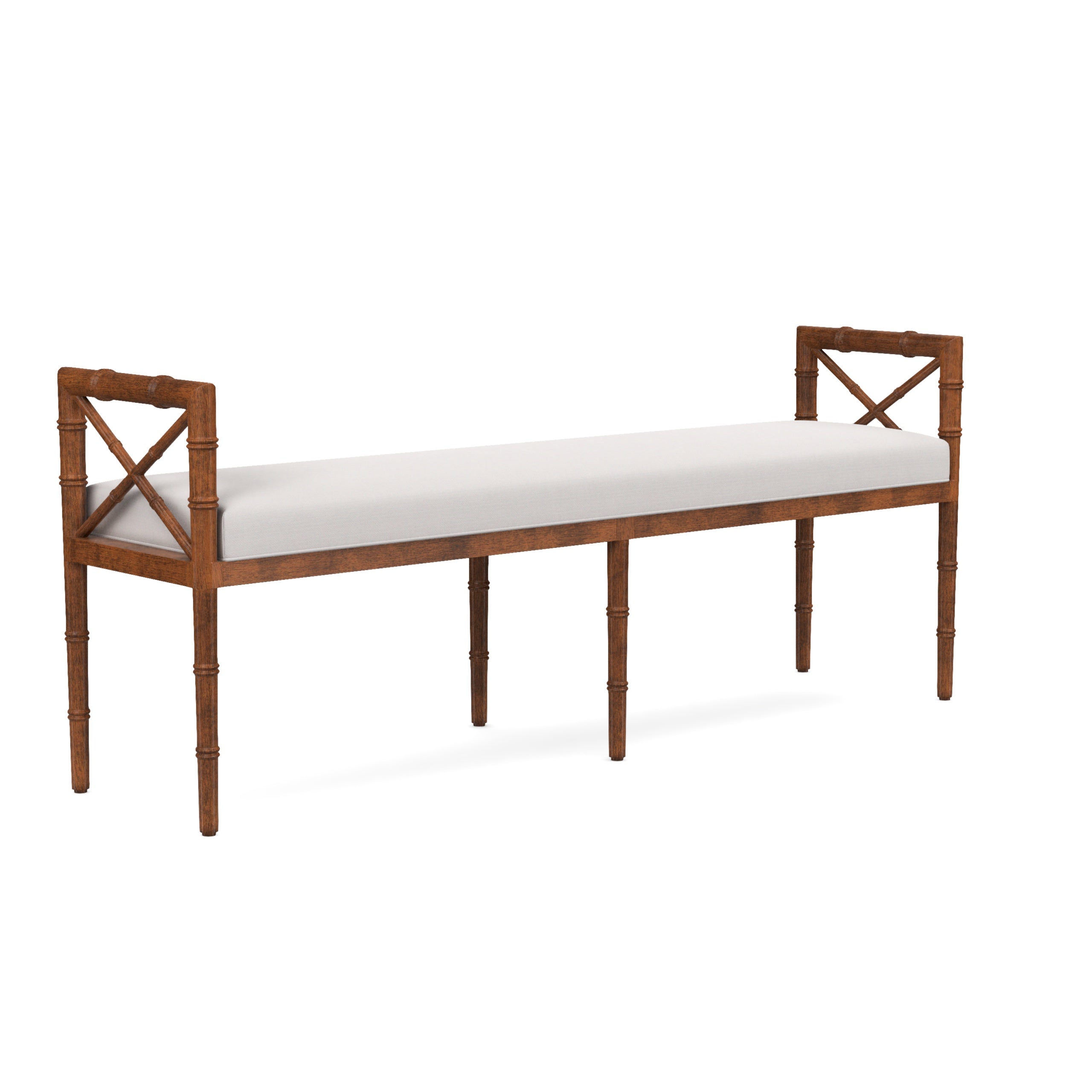 Danica Bamboo Style Upholstered Wood Bench