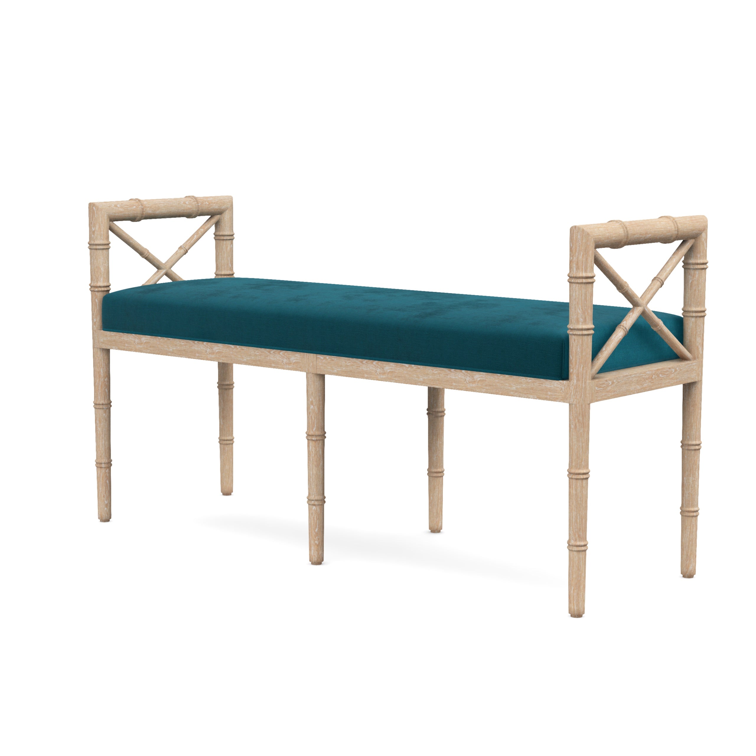 Danica Bamboo Style Upholstered Wood Bench