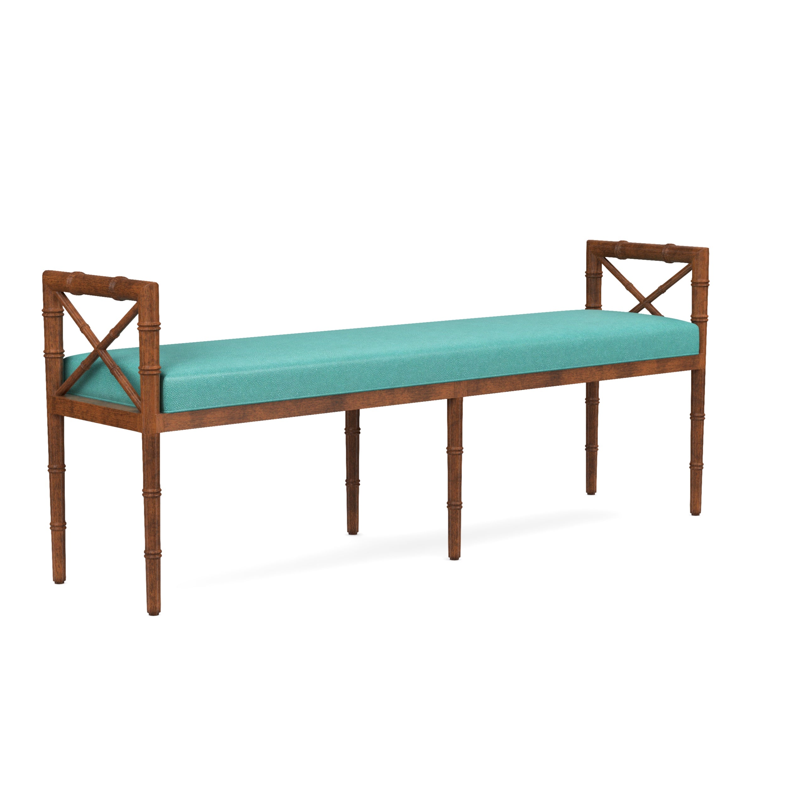 Danica Bamboo Style Upholstered Wood Bench