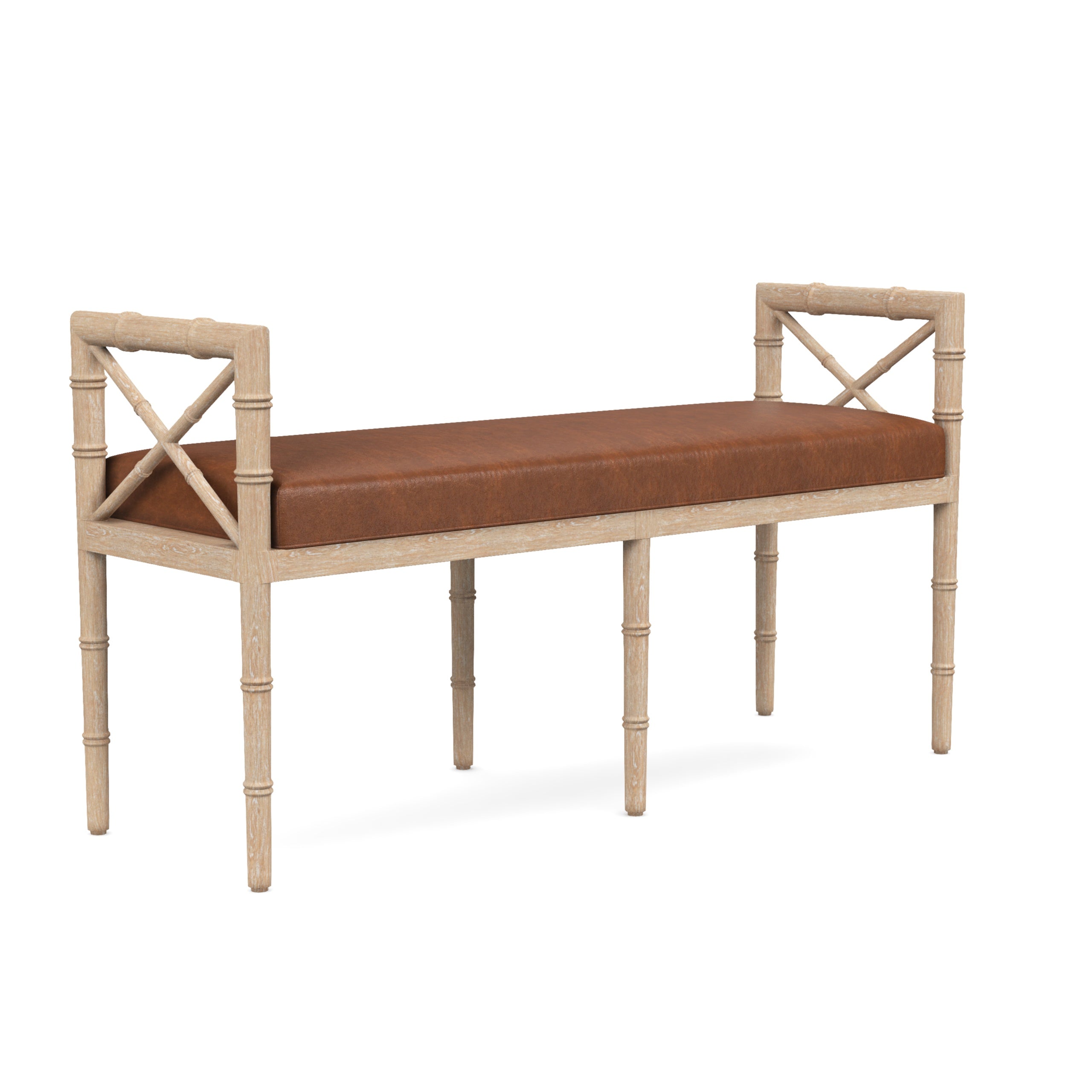 Danica Bamboo Style Upholstered Wood Bench