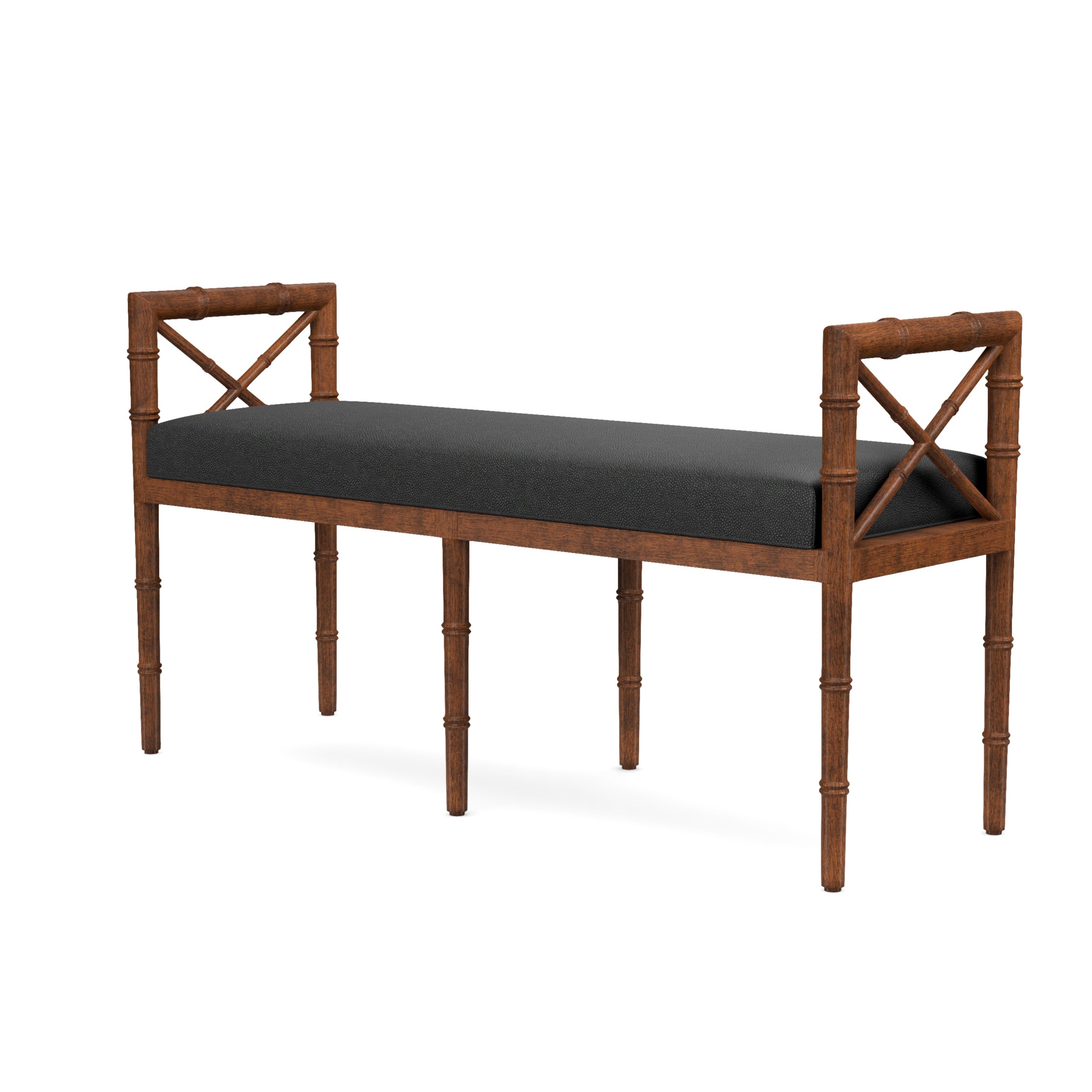 Danica Bamboo Style Upholstered Wood Bench