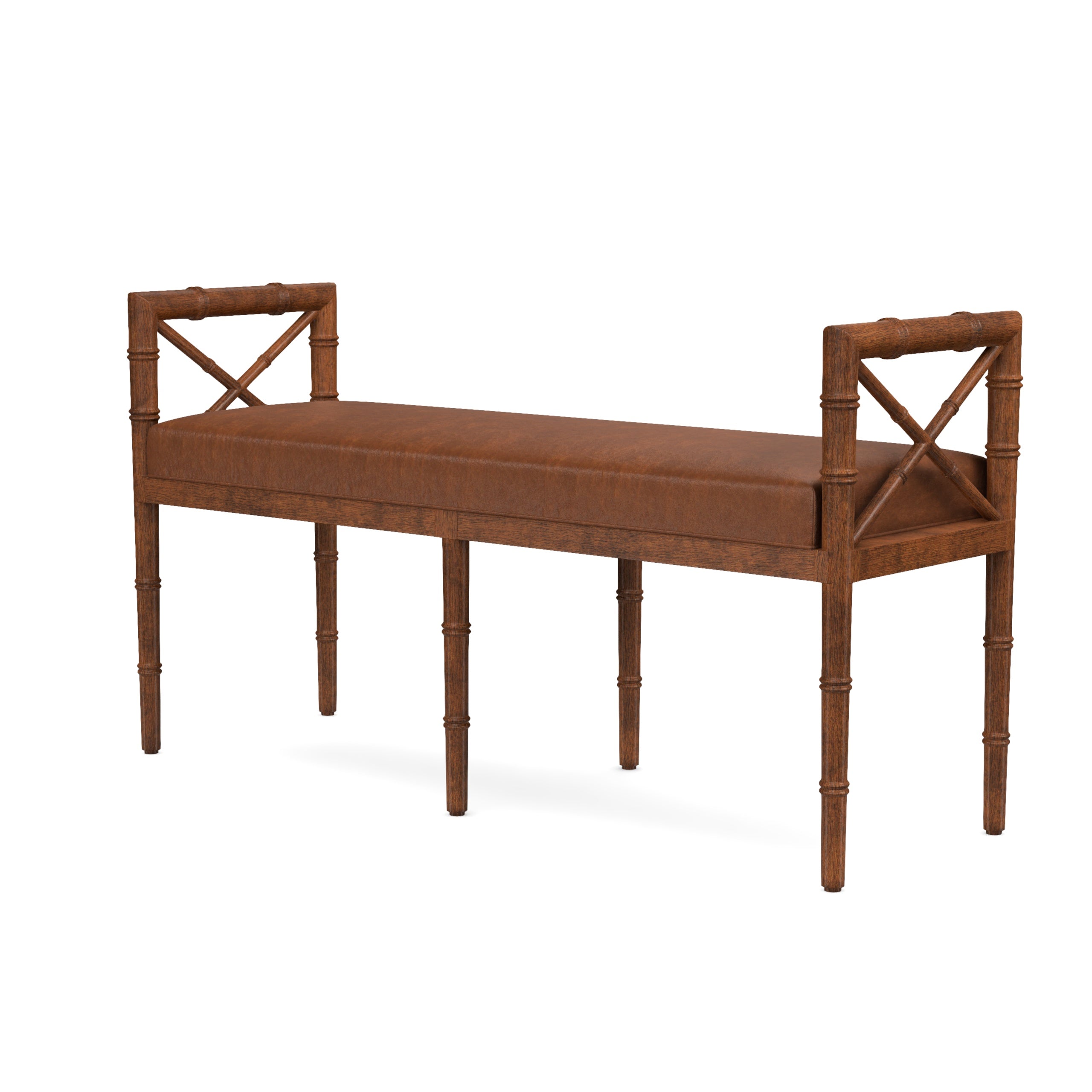 Danica Bamboo Style Upholstered Wood Bench