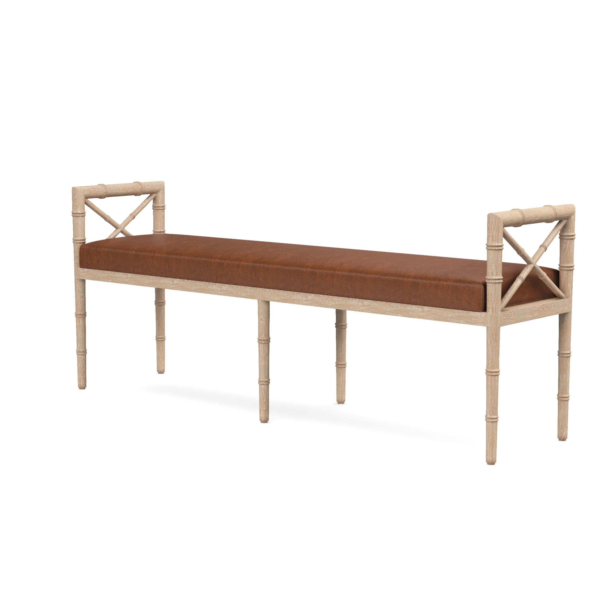 Danica Bamboo Style Upholstered Wood Bench