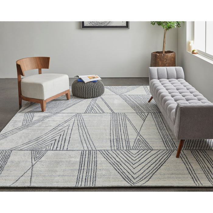 Feizy Whitton 8893F Modern Abstract Rug in Ivory/Black