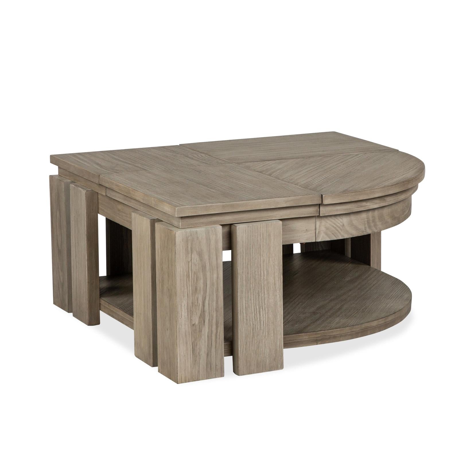 Magnussen Home Conrad Stone Harbor Grey Pie Shaped Lift Top Storage Cocktail Table With Casters