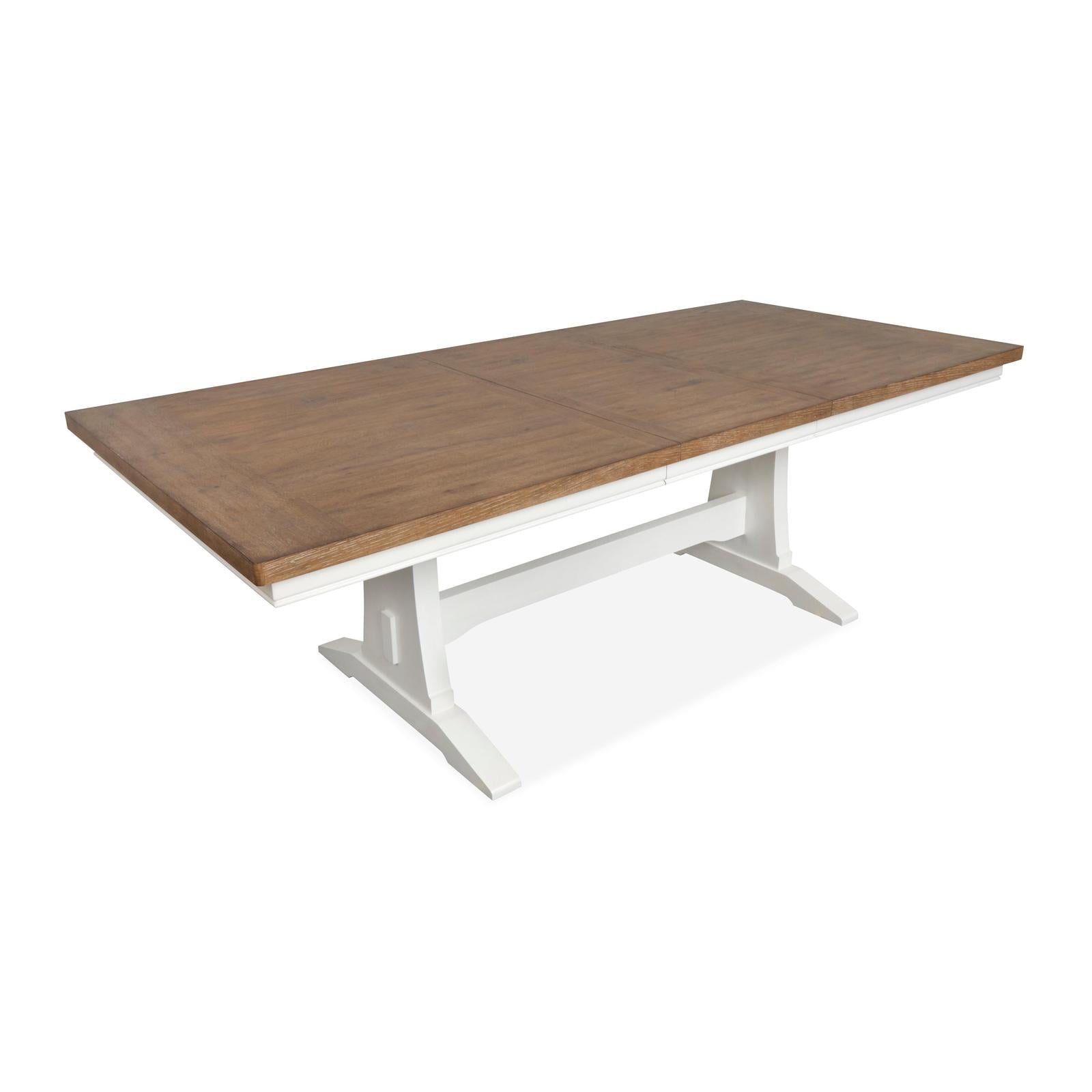 Magnussen Home Kingston Whisper White & Cerused Nutmeg Extendable Trestle Dining Table