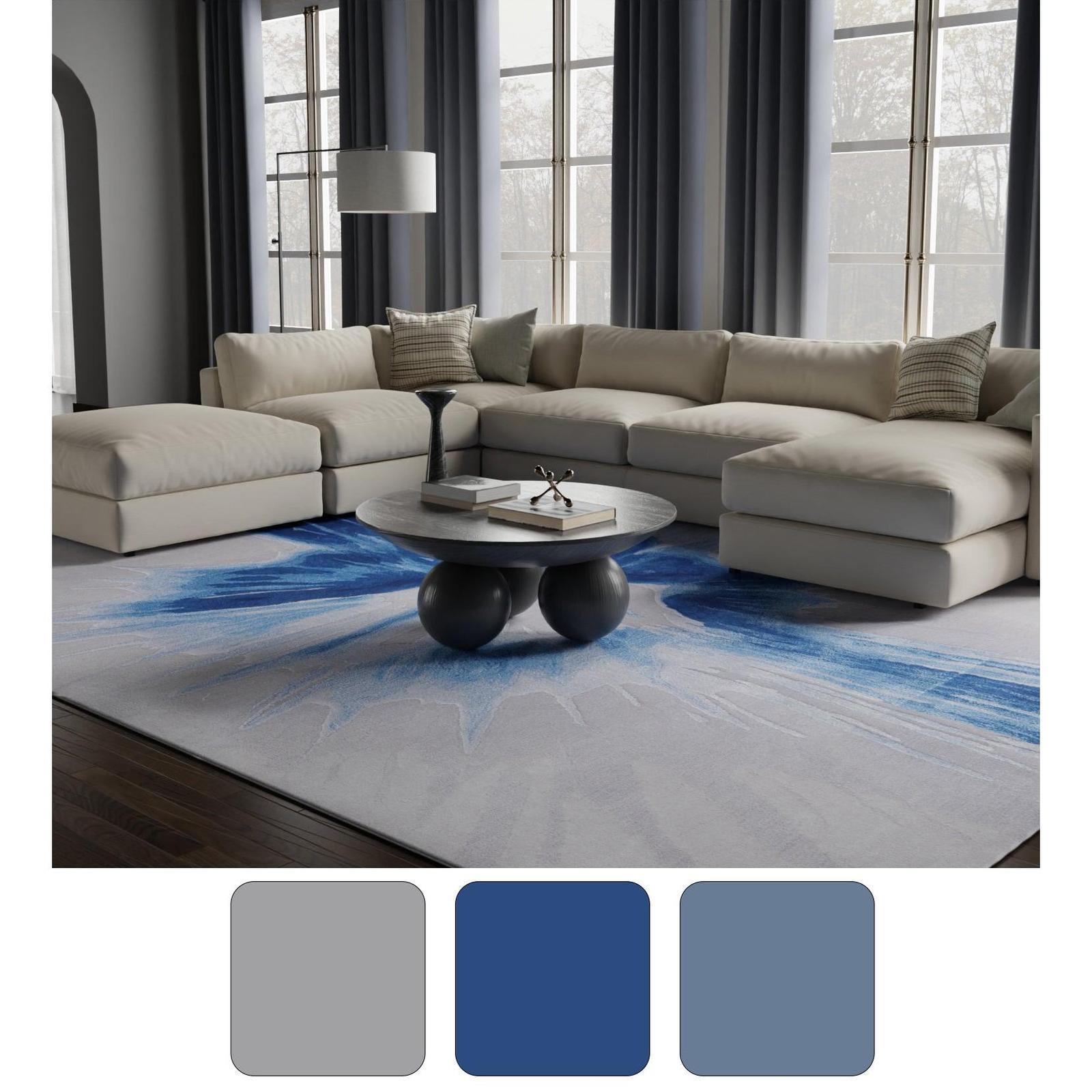 Feizy Kawai 8984F Modern Abstract Rug in Blue/Gray