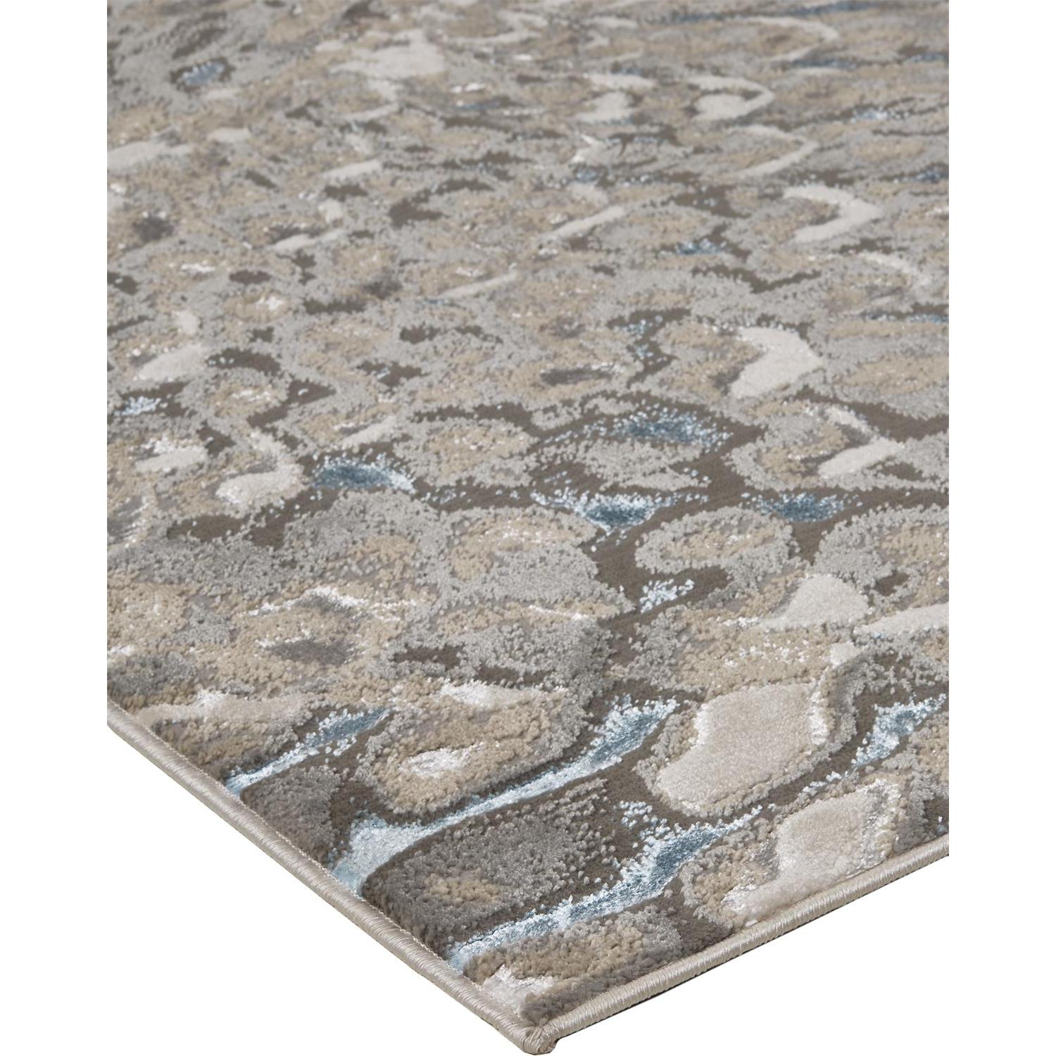 Feizy Azure 3403F Modern Abstract Rug in Blue/Silver/Gray
