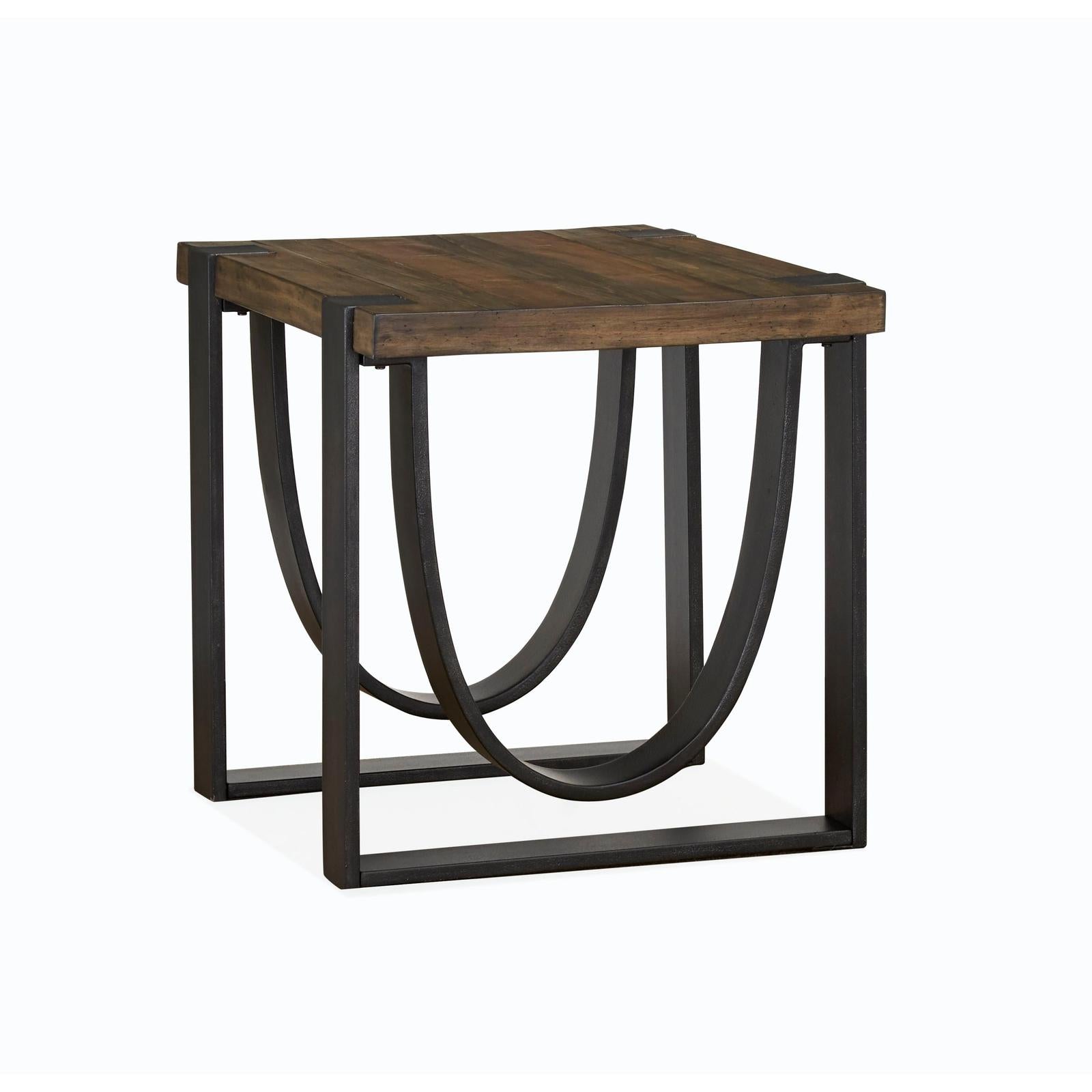Magnussen Home Bowden Rustic Honey And Distressed Iron Rectangular End Table