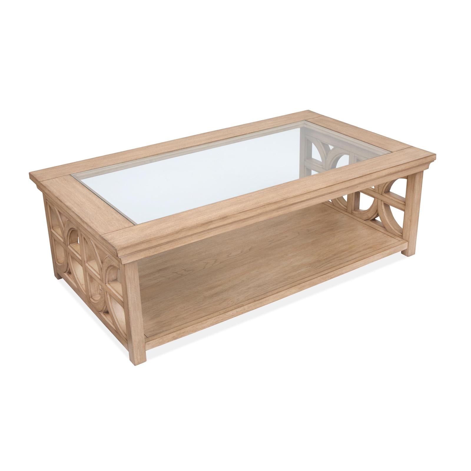 Magnussen Home Coventry Honey Wheat Rectangular Shelf Cocktail Table