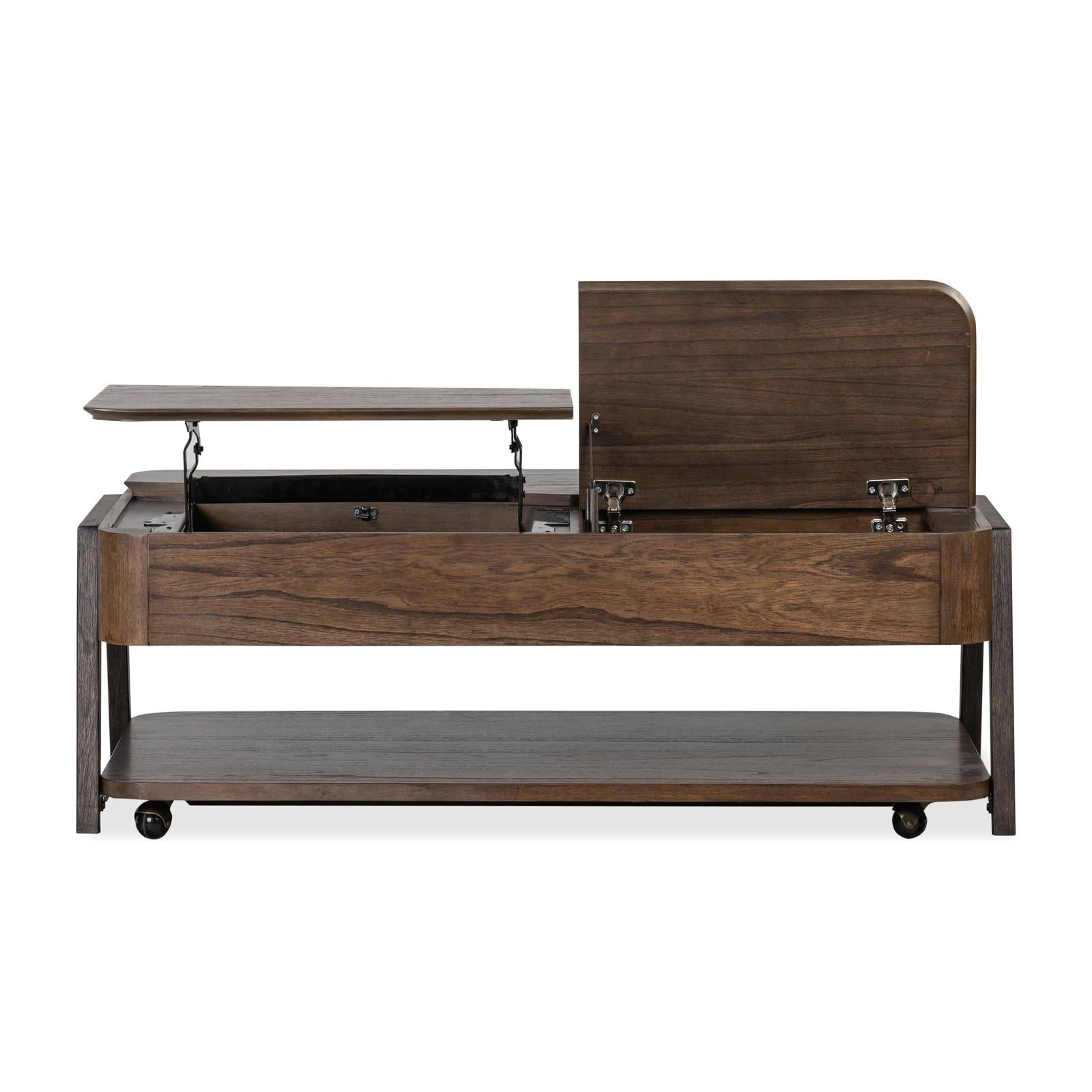 Magnussen Home Hallie Milk Chocolate & Dark Chocolate Lift Top Storage Cocktail Table With Casters