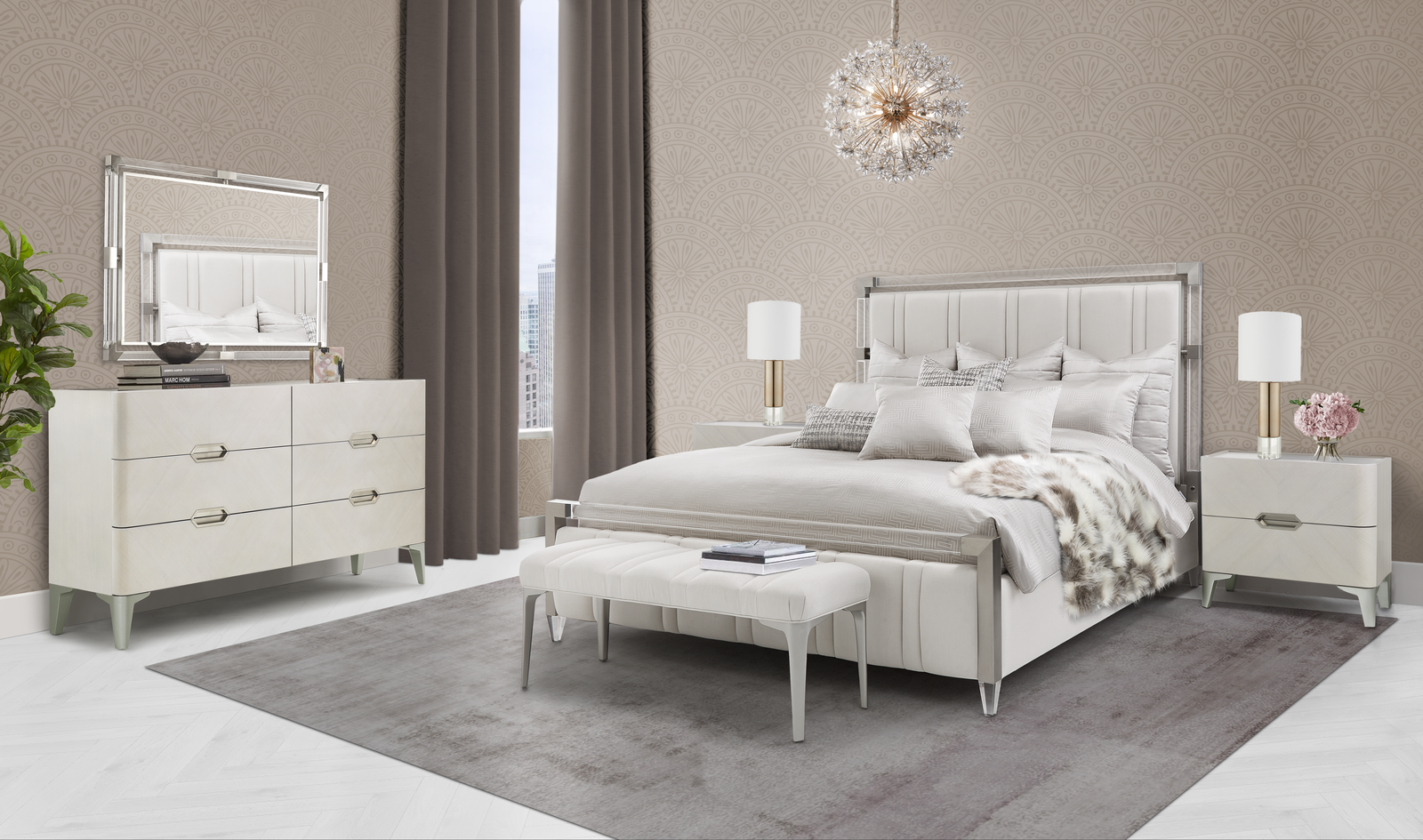 Michael Amini Penthouse Short Panel Bed - Ash Gray