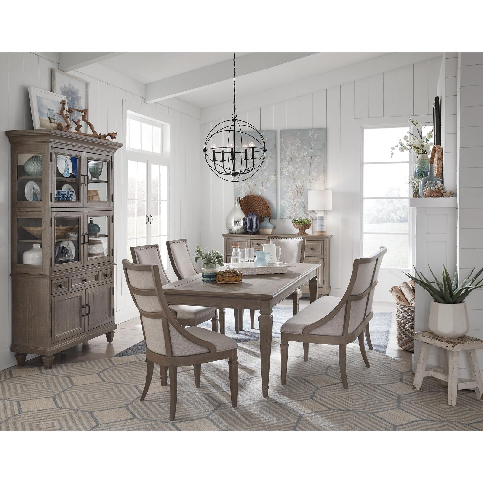 Magnussen Home Lancaster Dovetail Grey Upholstered Bench With Back