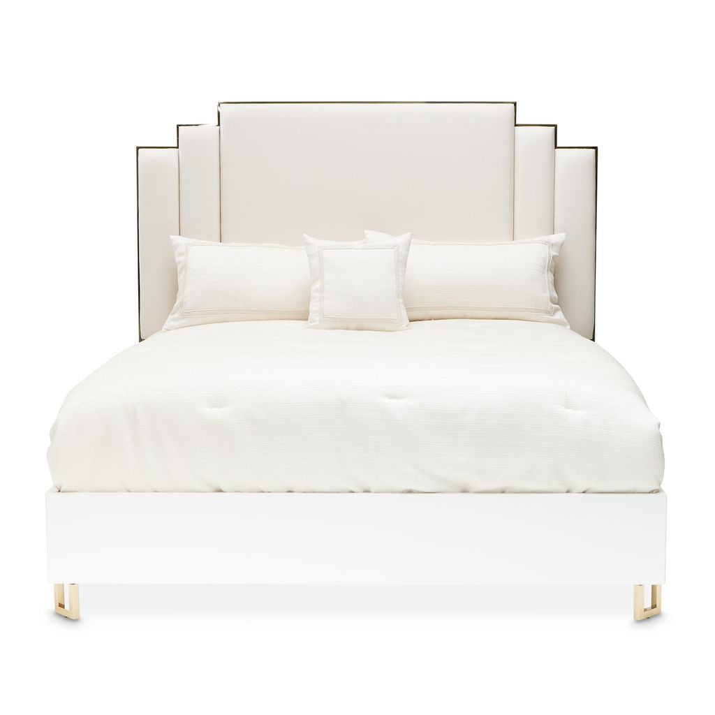 Michael Amini Palm Gate Upholstered Bed - Cloud White